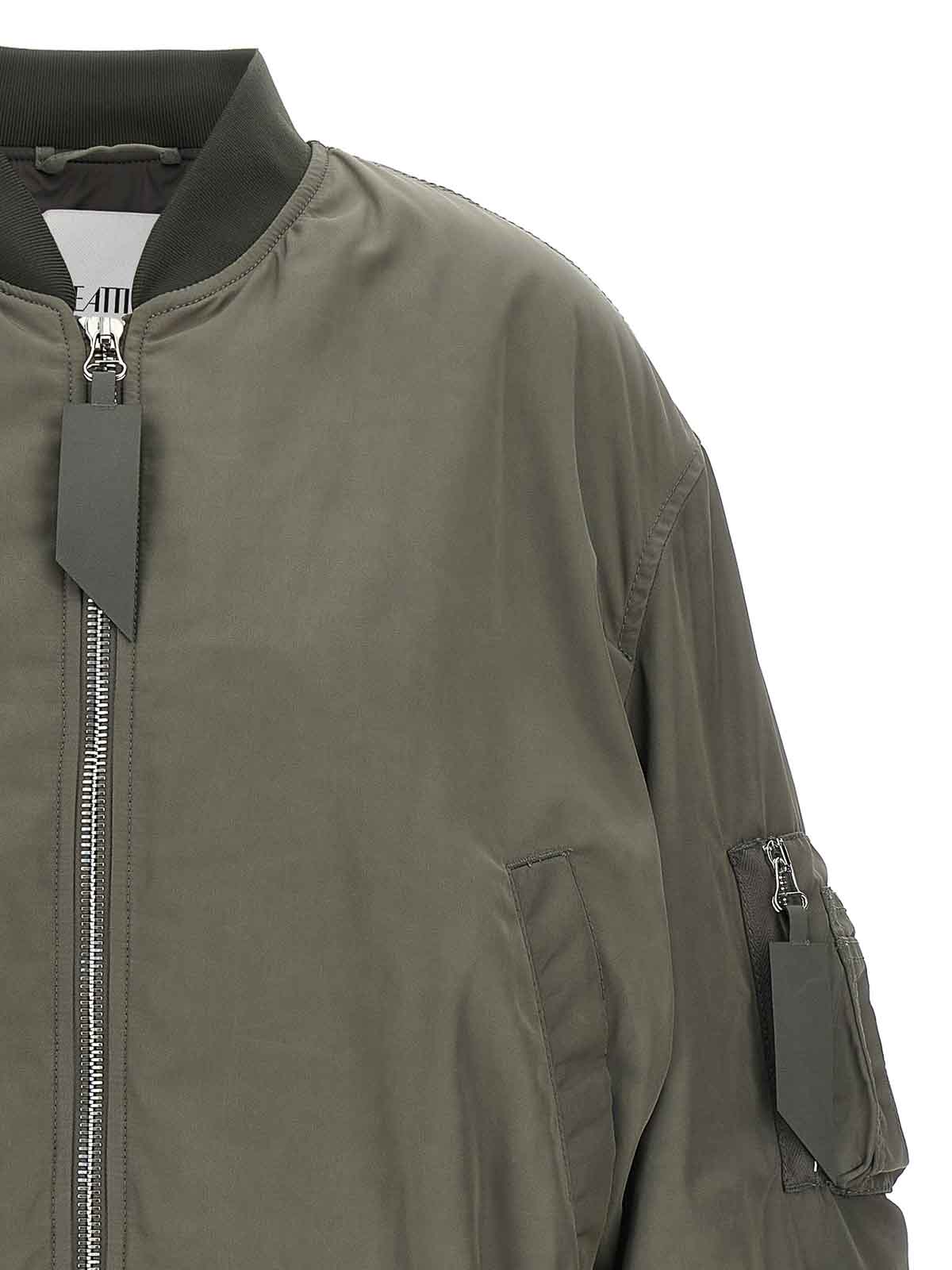 Attico Nylon Bomber Jacket In Green