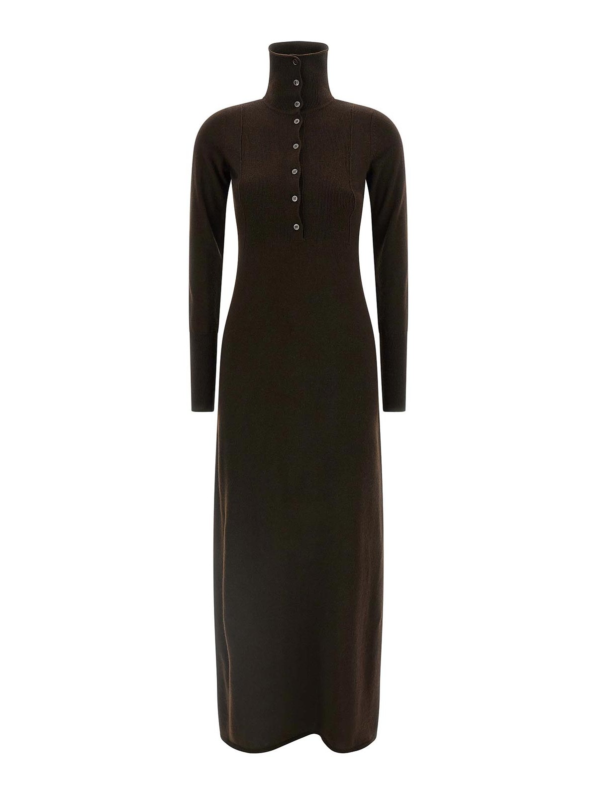 Tom Ford Neckline Dress With Button Detailing And Ribbed Texture In Multi
