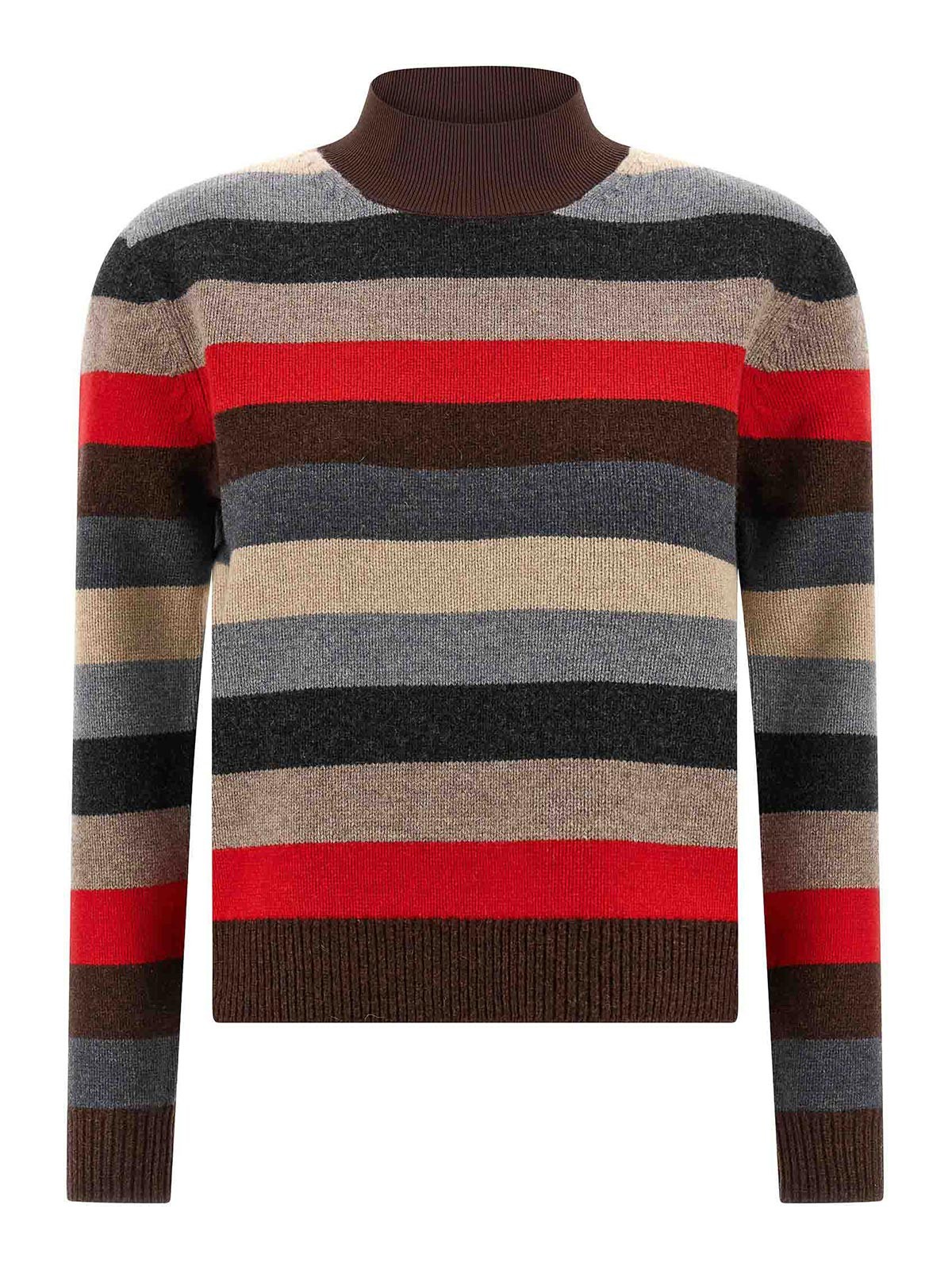 Tory Burch Merino Wool Turtleneck Sweater In Multi