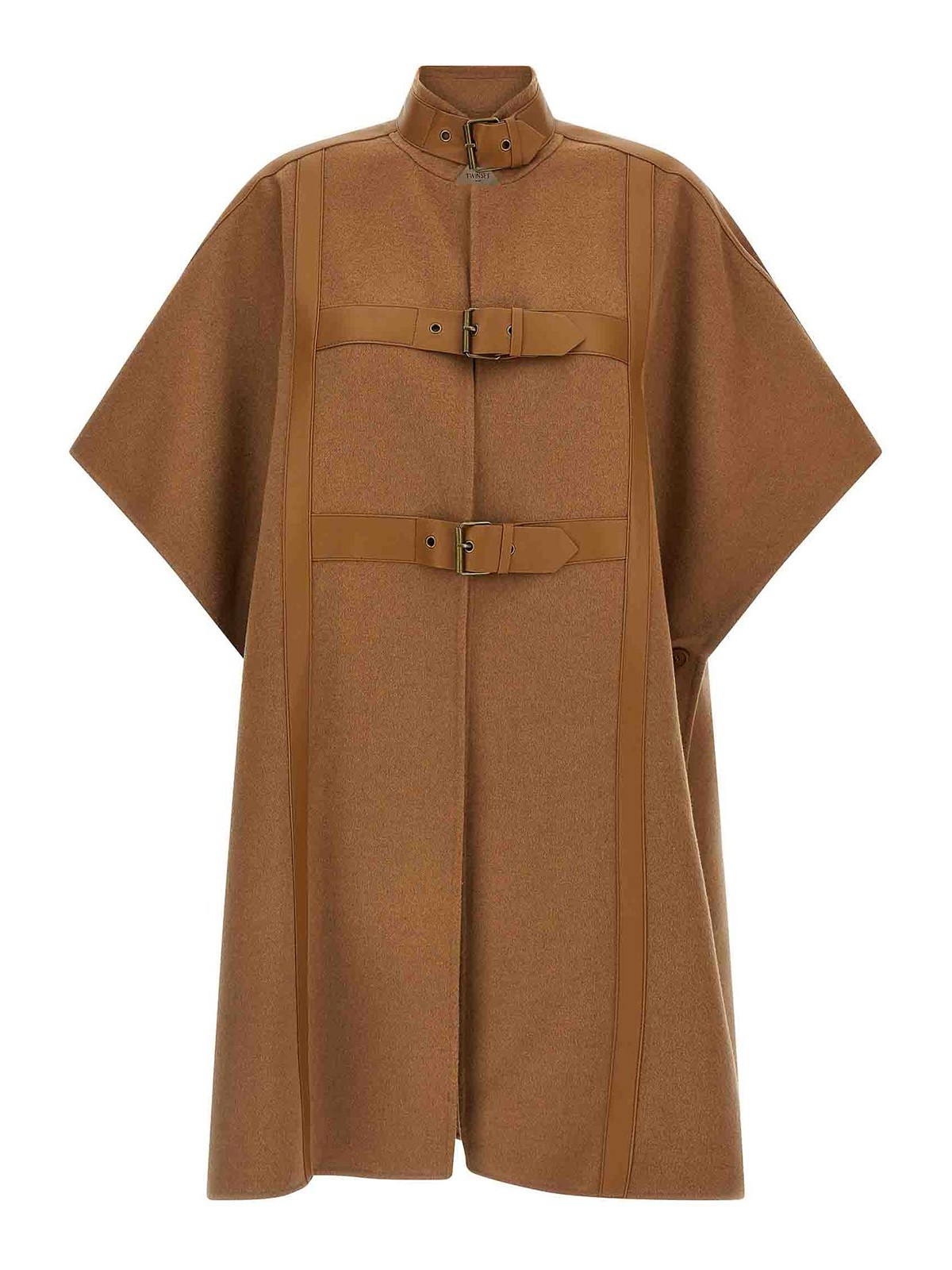 Twinset Wool Cape In Sand