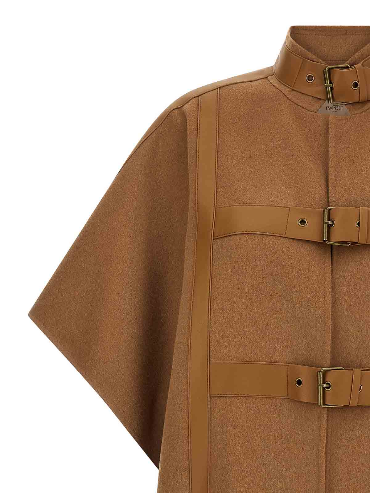Twinset Wool Cape In Sand