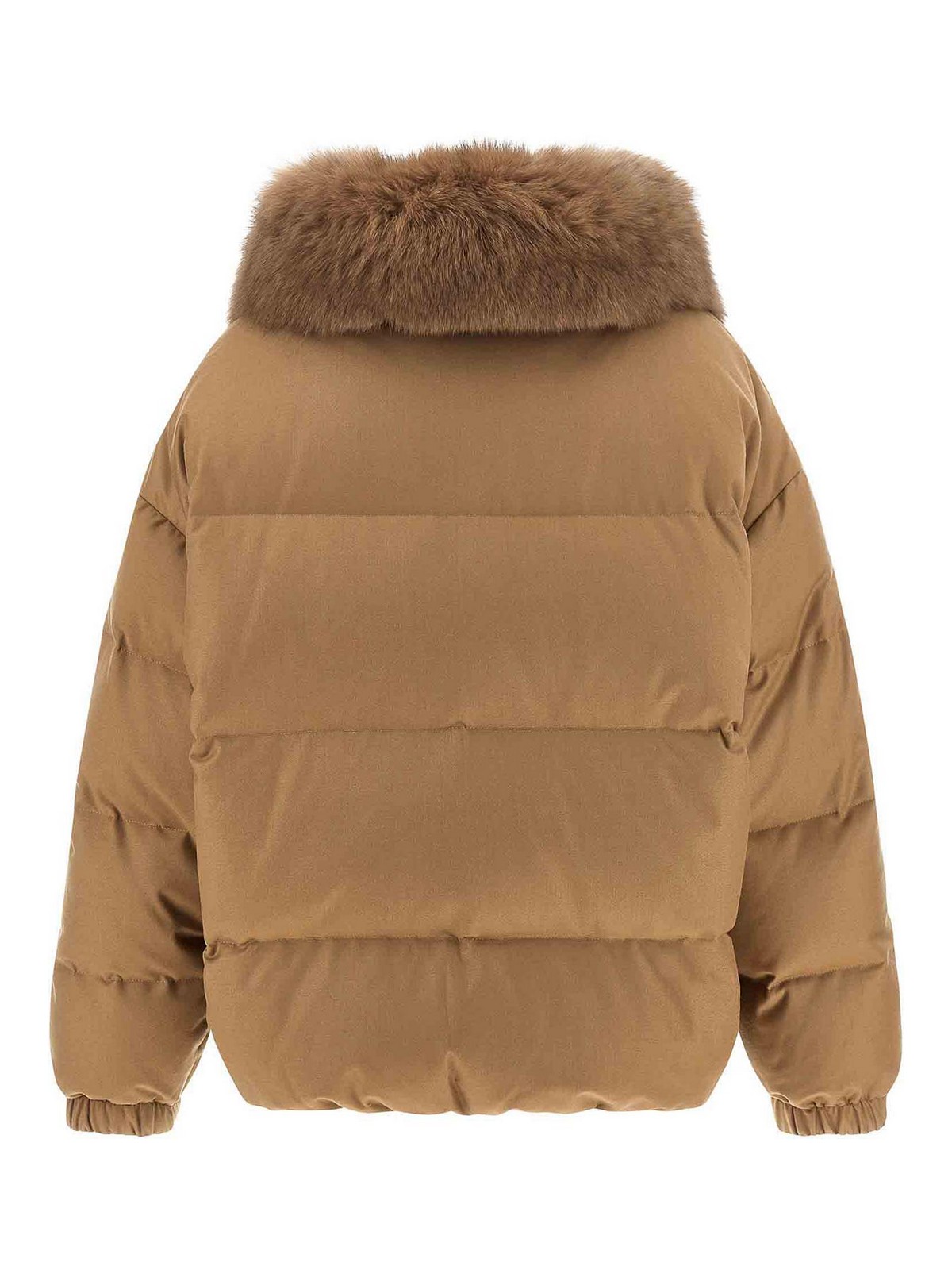Yves Salomon Down Jacket With Mittens In Brown