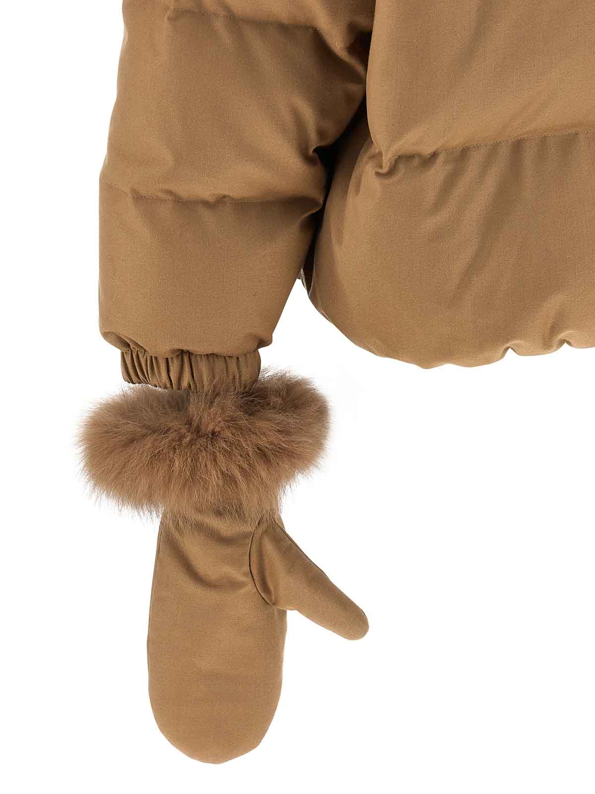 Yves Salomon Down Jacket With Mittens In Brown