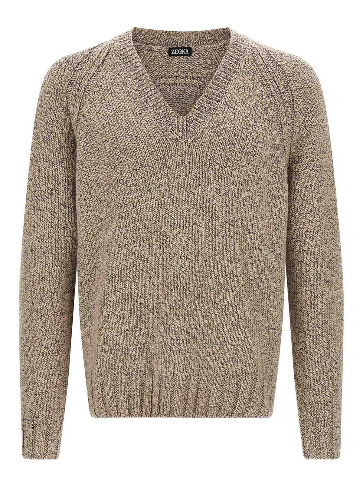 Zegna Cashmere Sweater Sweaters And Cardigans Beige In Green