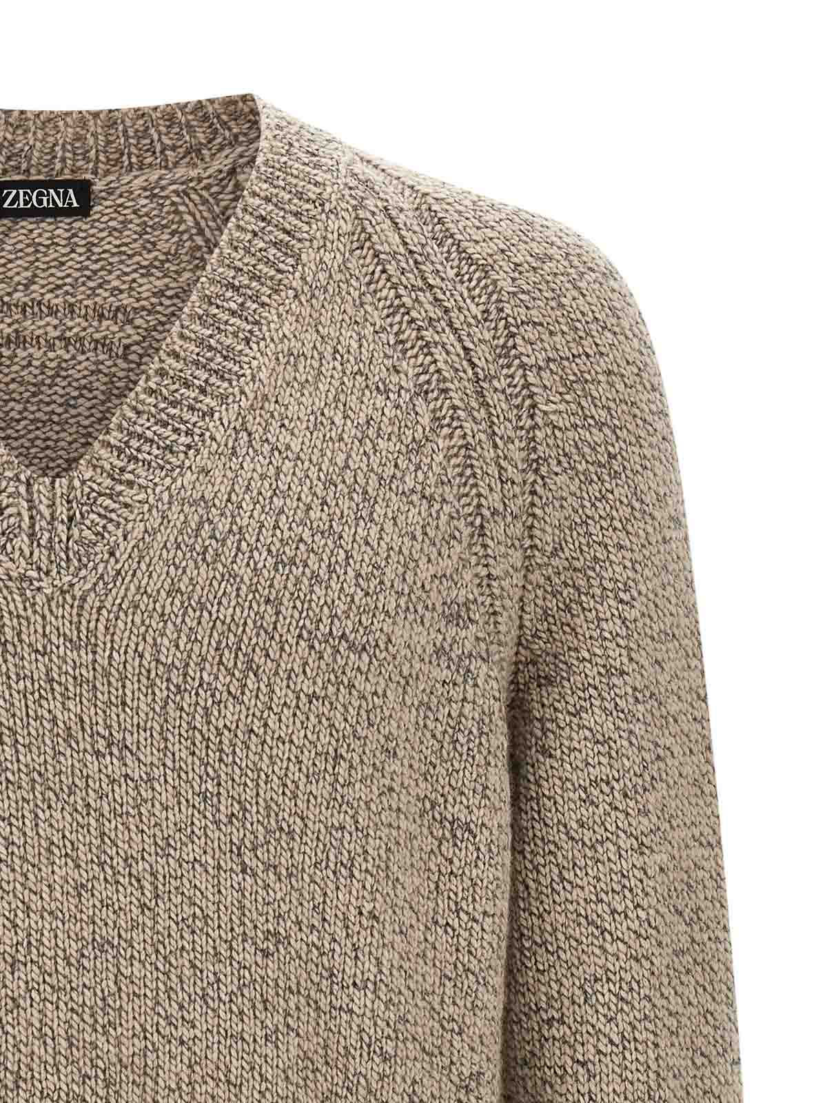Zegna Cashmere Sweater Sweaters And Cardigans Beige In Green