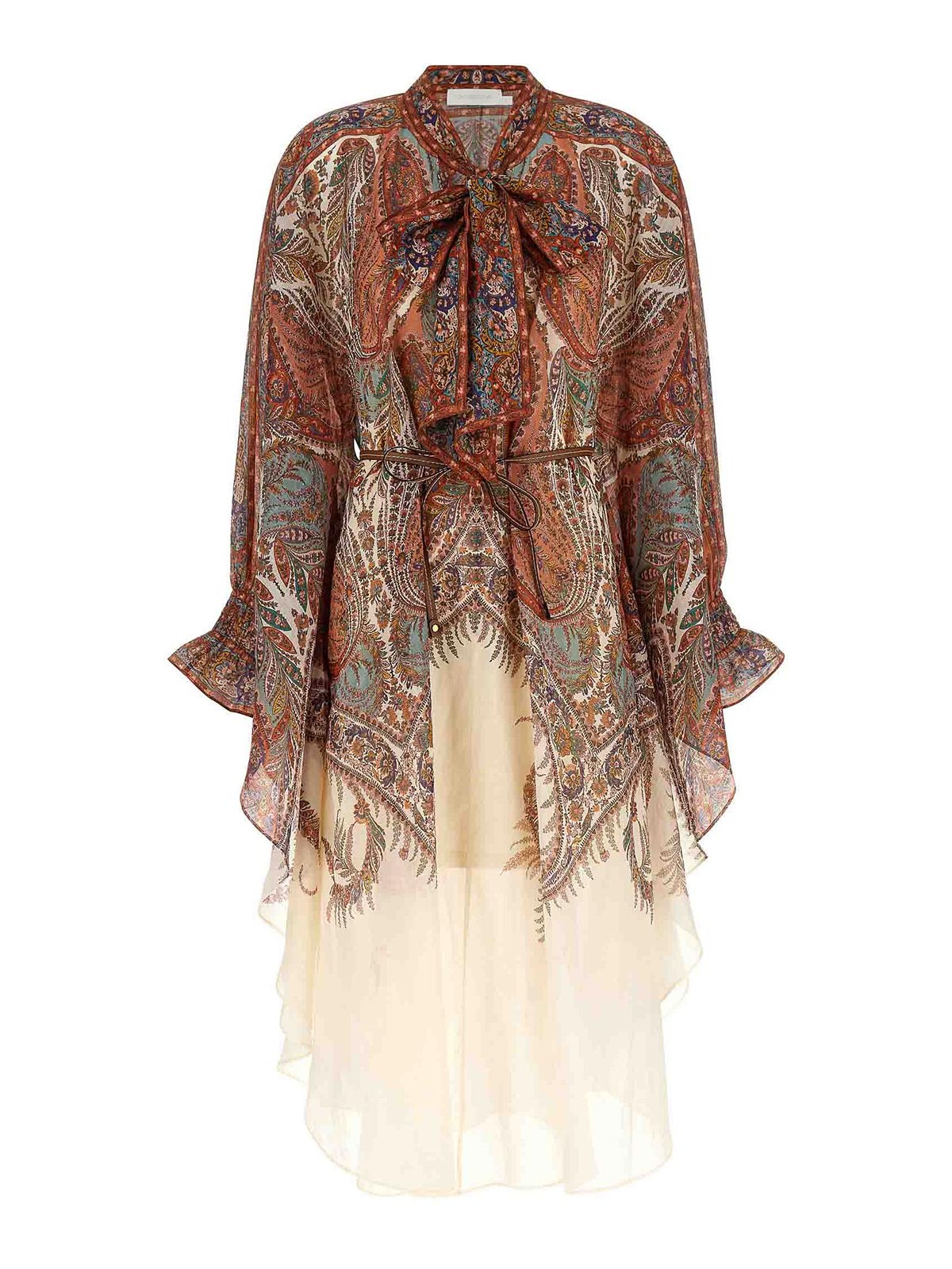 Zimmermann Paisley Ramie Rhiannon Midi Dress In Brown