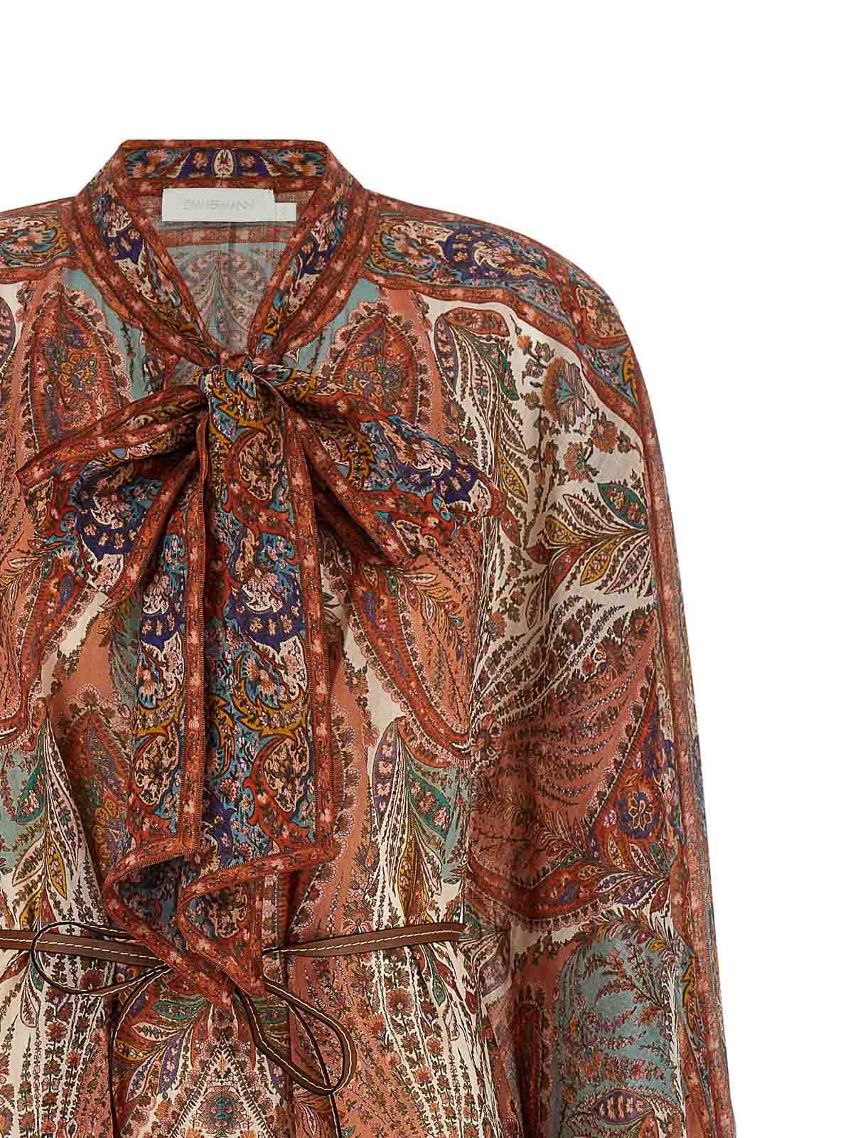 Zimmermann Paisley Ramie Rhiannon Midi Dress In Brown