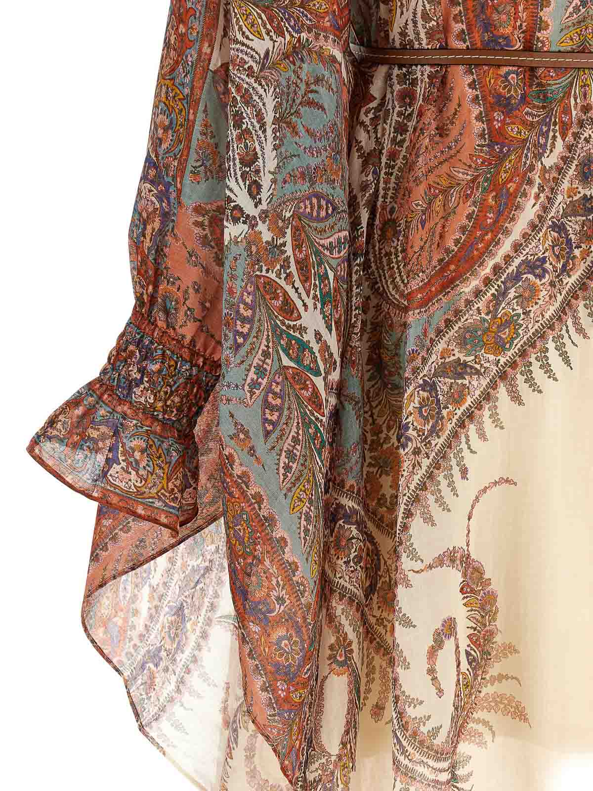 Zimmermann Paisley Ramie Rhiannon Midi Dress In Brown