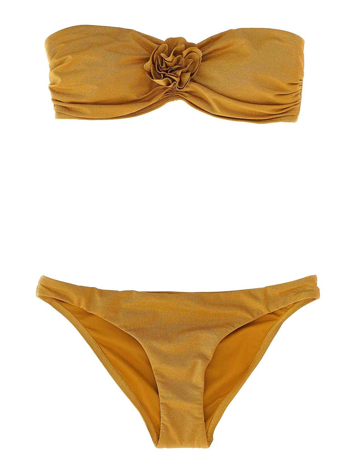 Zimmermann Lucky Bandeau Flower Bikini In Sand