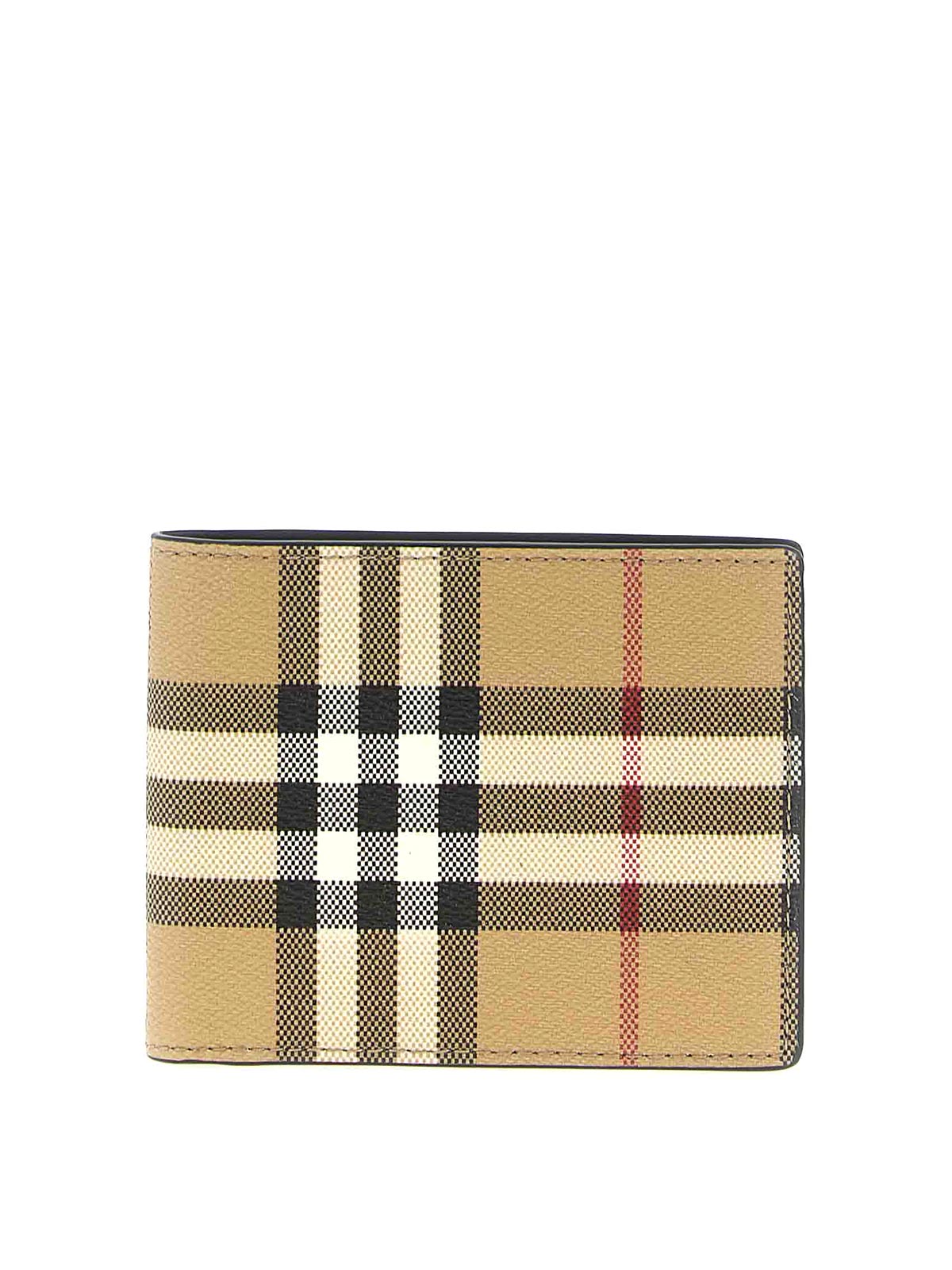 Burberry Check Pattern Hipfold Wallet With Smooth Leather Interior In Brown