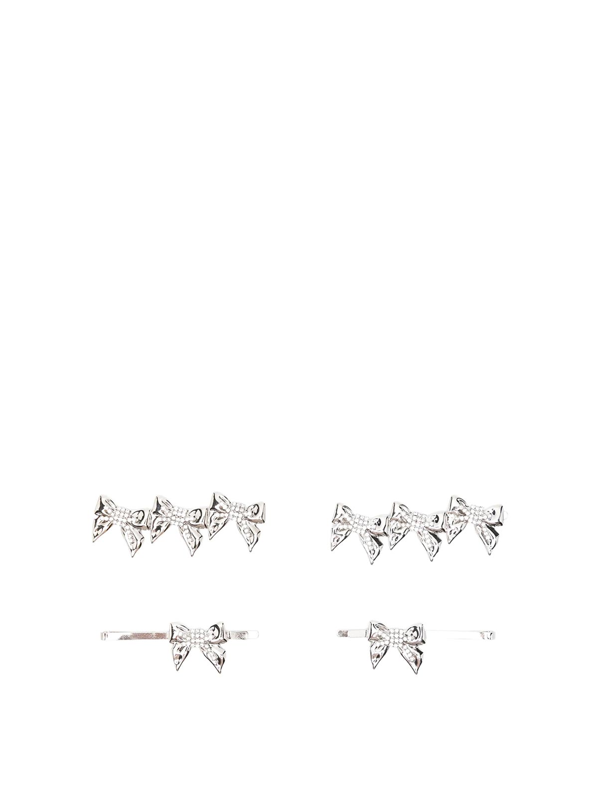 Alessandra Rich Set Of Four Bow Pins In Silver