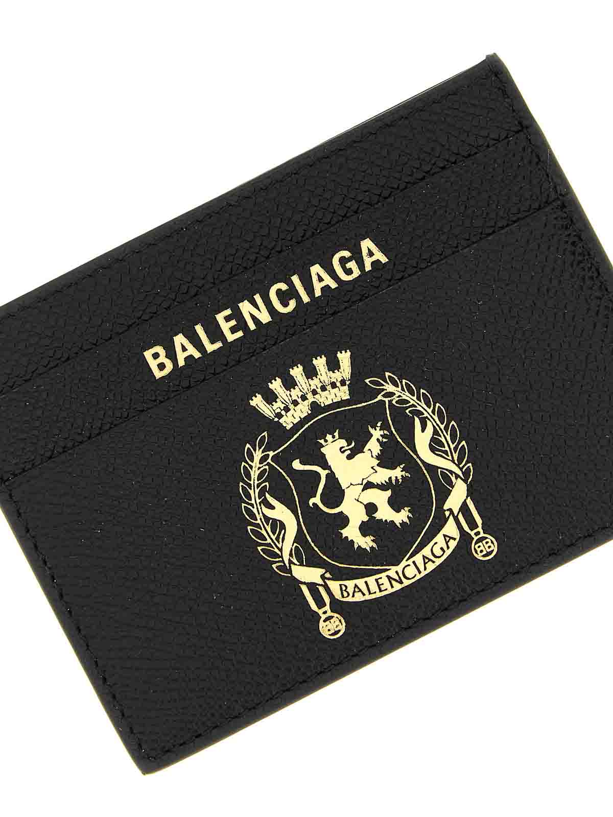 Balenciaga Crest-print Passport Cardholder In Black