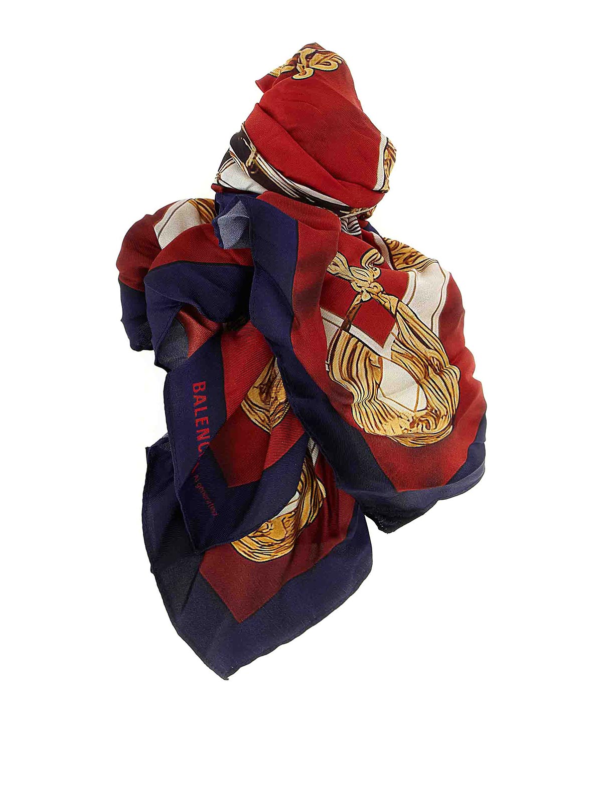 Balenciaga Twill Scarf With Bold Print Design In Multi