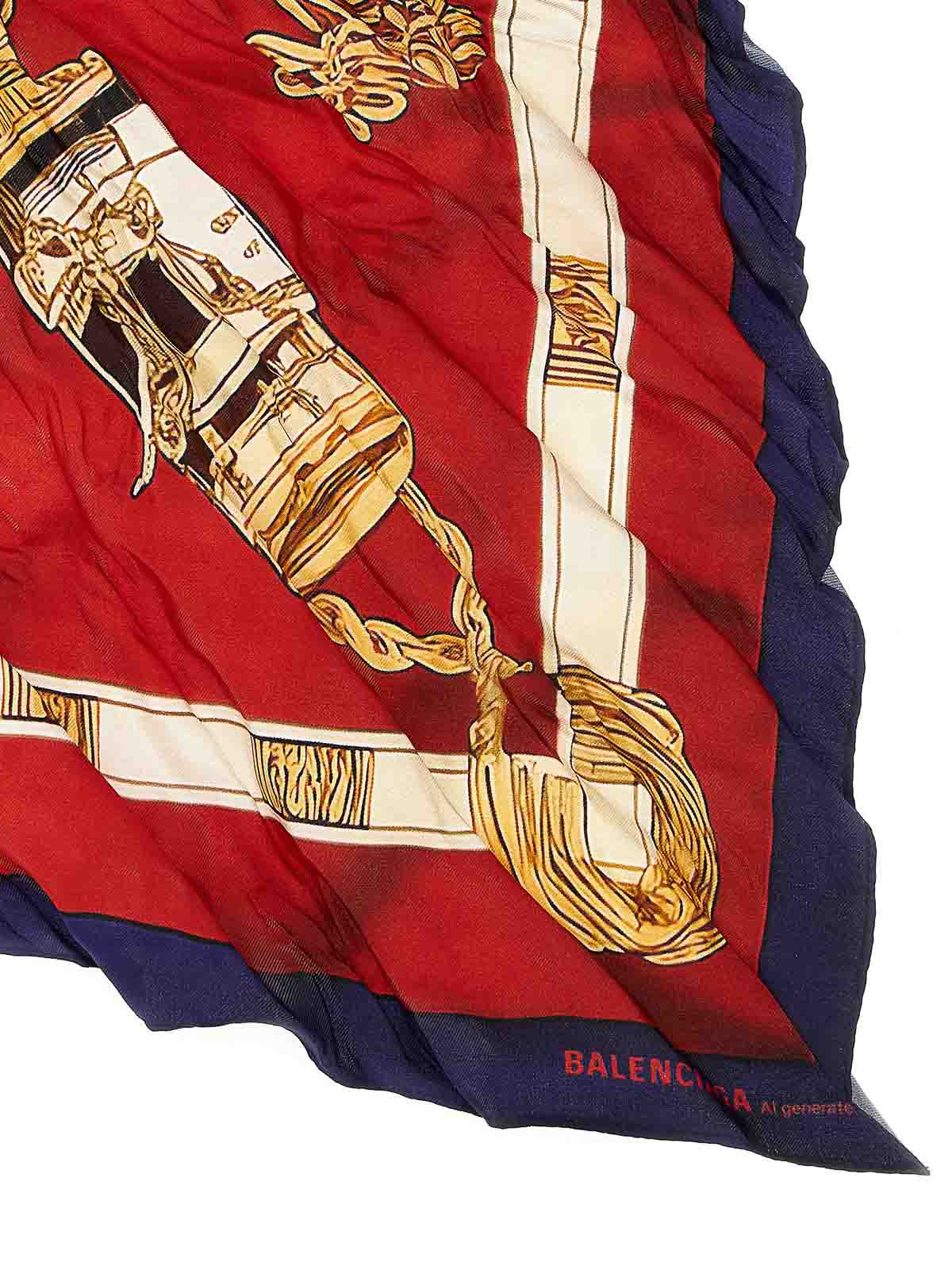 Balenciaga Twill Scarf With Bold Print Design In Multi
