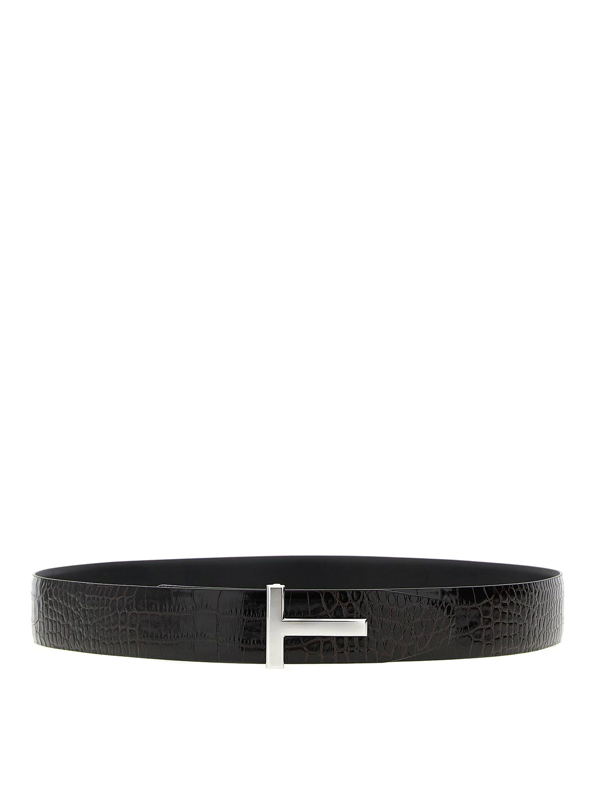 Tom Ford Reversible Crocodile Leather Belt Belts Brown In Black