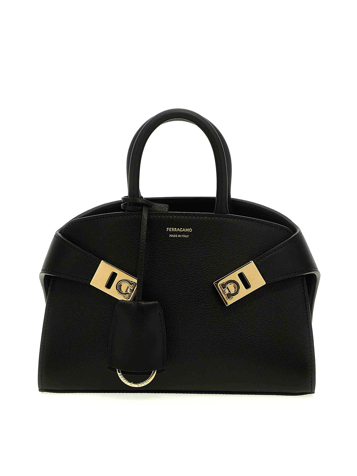 Ferragamo Black Hug Mini Satchel Handbag In Black