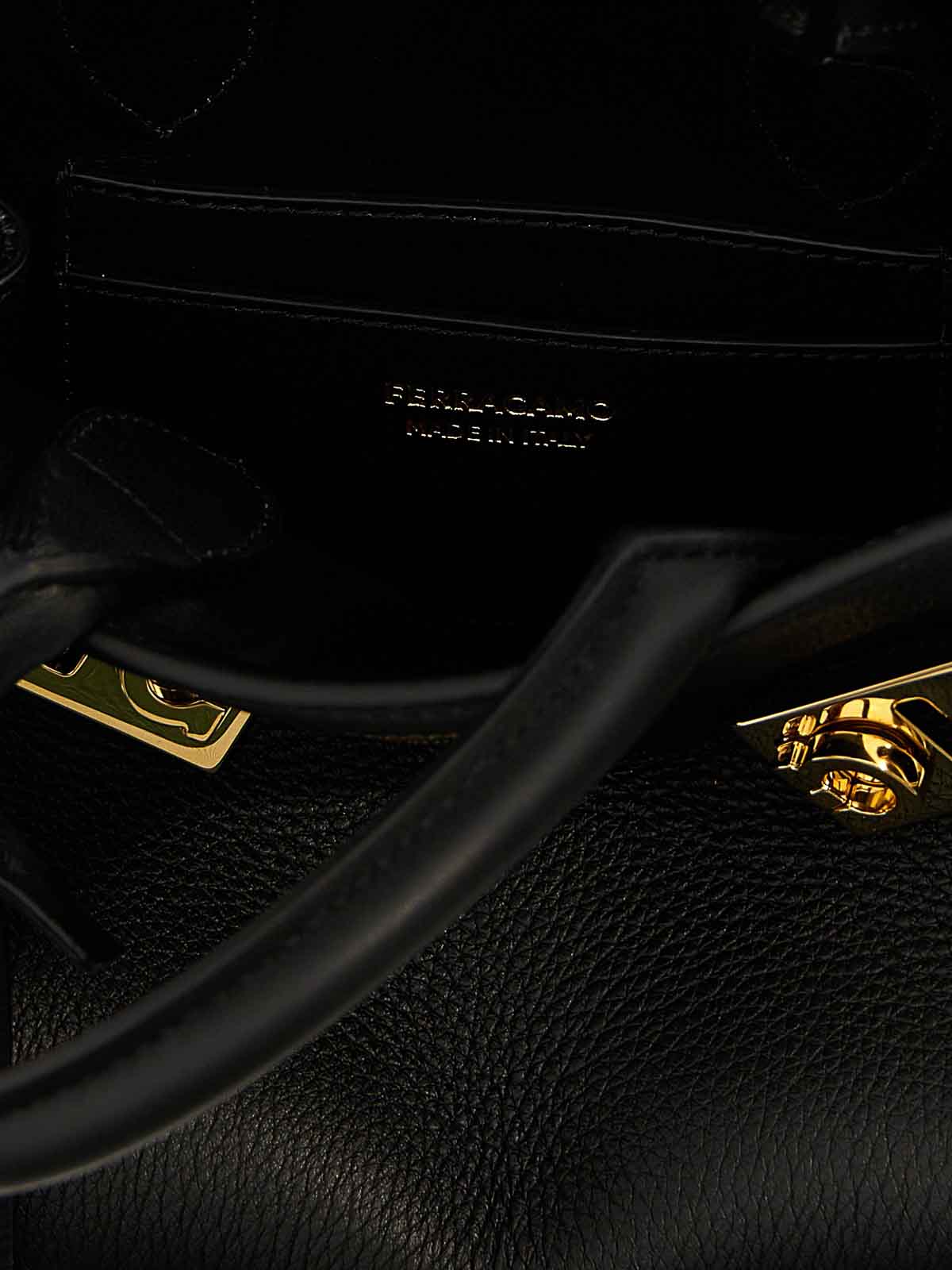 Ferragamo Black Hug Mini Satchel Handbag In Black