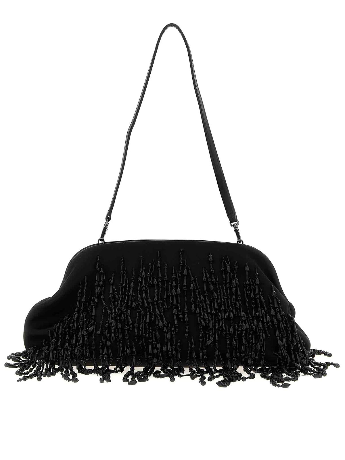 Alberta Ferretti Satin Clutch In Black