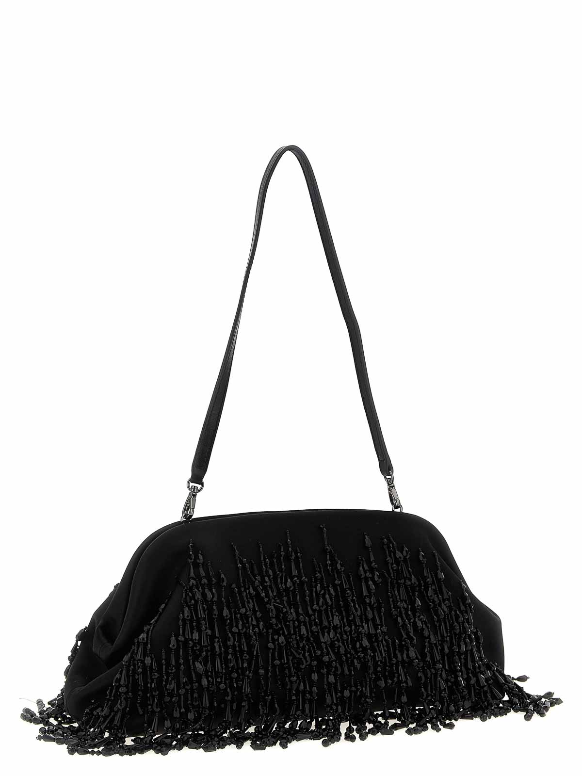 Alberta Ferretti Satin Clutch In Black