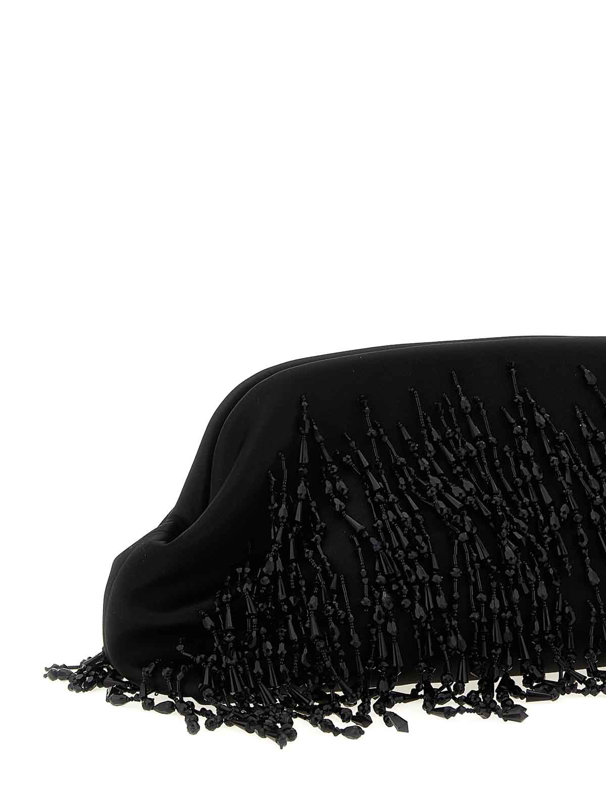 Alberta Ferretti Satin Clutch In Black
