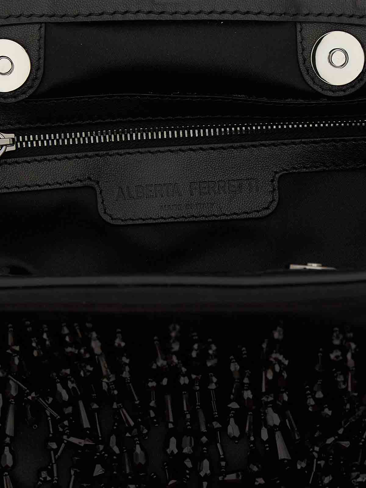 Alberta Ferretti Satin Clutch In Black