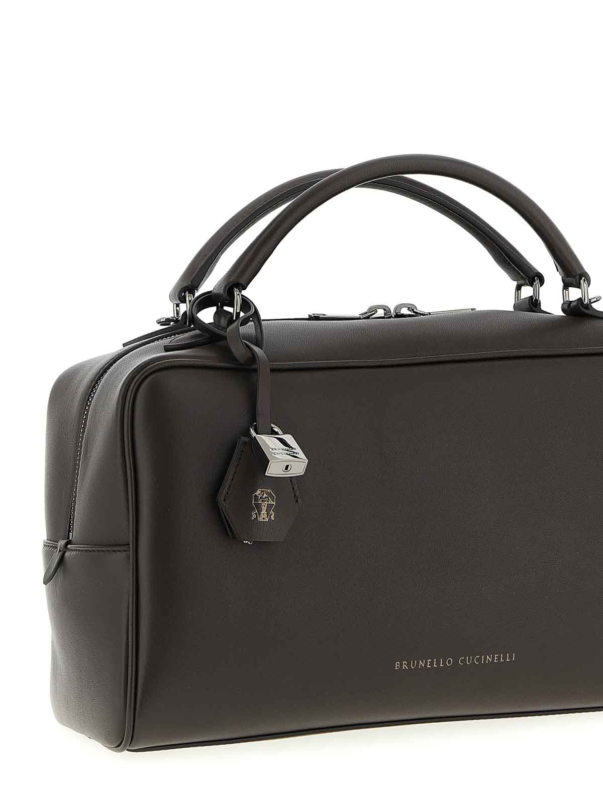 Brunello Cucinelli Boston Explorer Medium Handbag In Brown