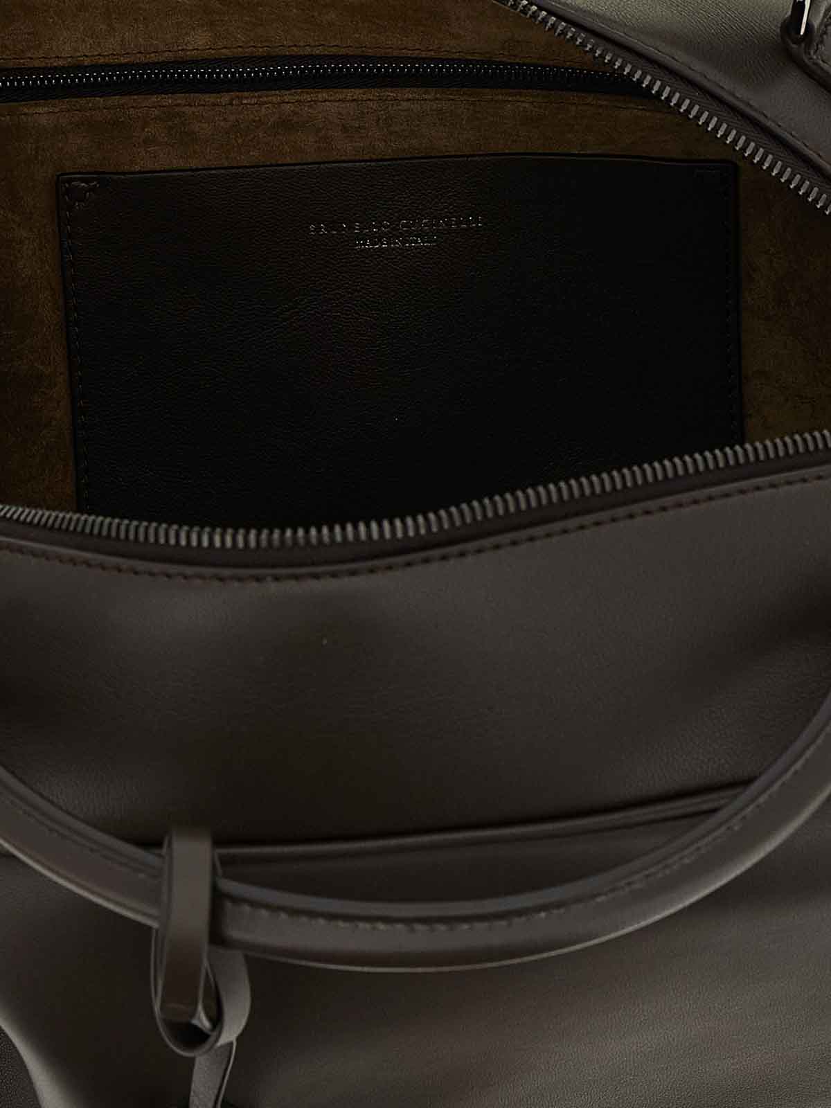 Brunello Cucinelli Boston Explorer Medium Handbag In Brown