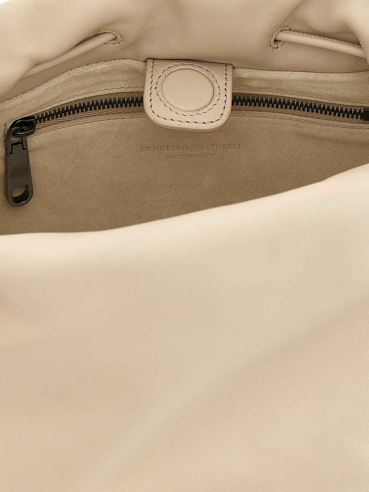 Brunello Cucinelli Bucket Mellow Small Handbag In Sand