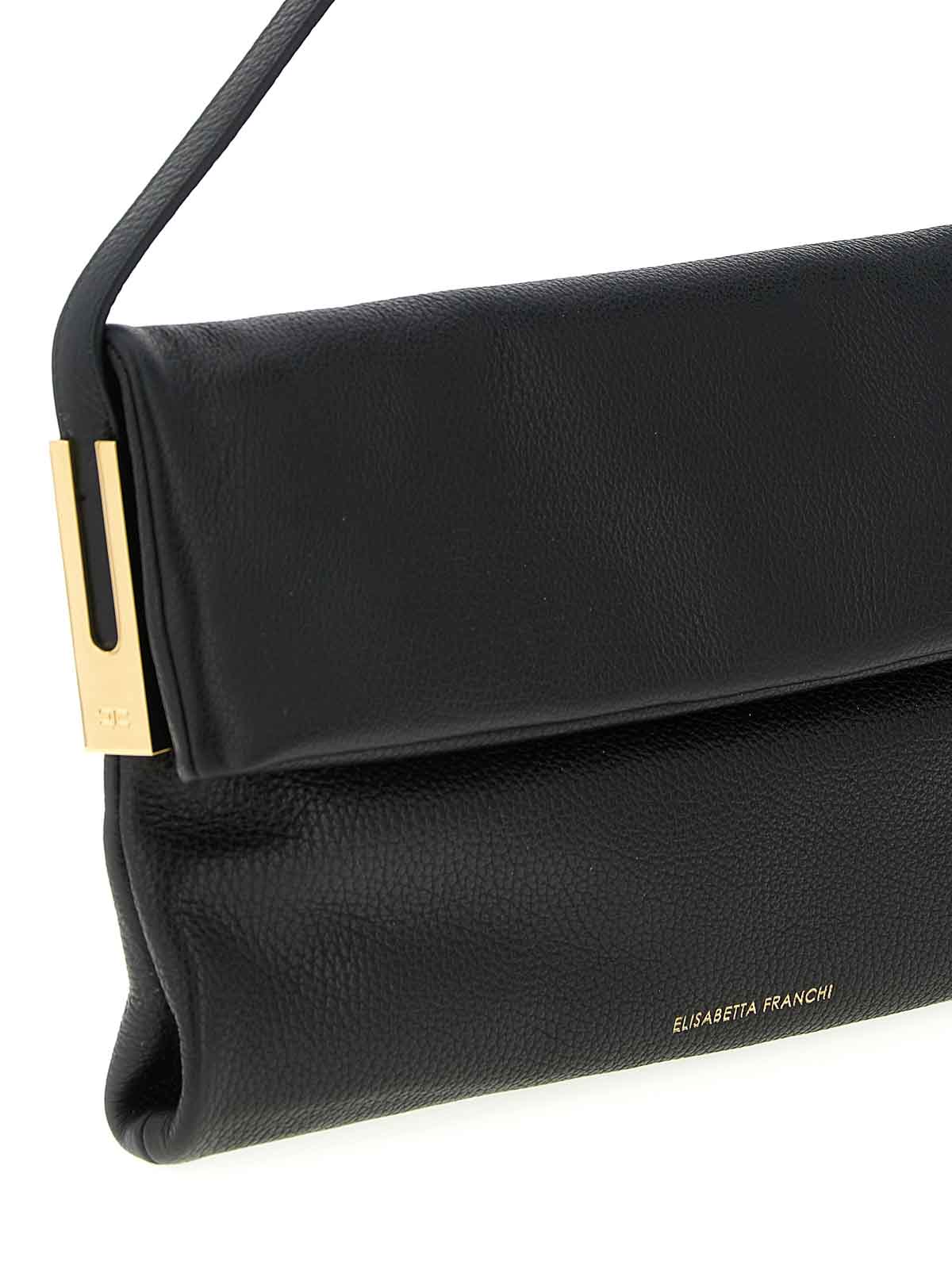 Elisabetta Franchi Logo Shoulder Bag Shoulder Bags Black In Black