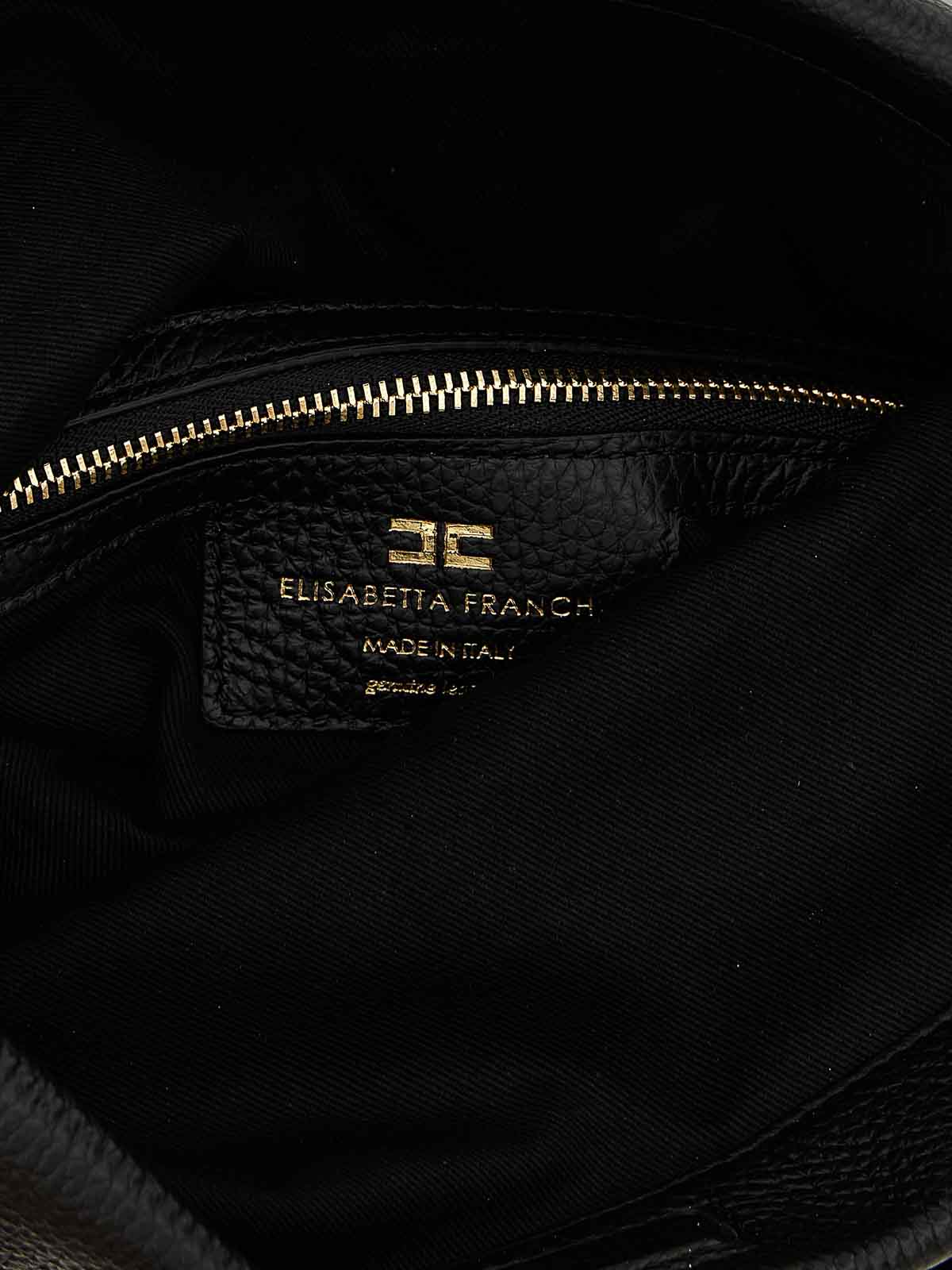 Elisabetta Franchi Logo Shoulder Bag Shoulder Bags Black In Black