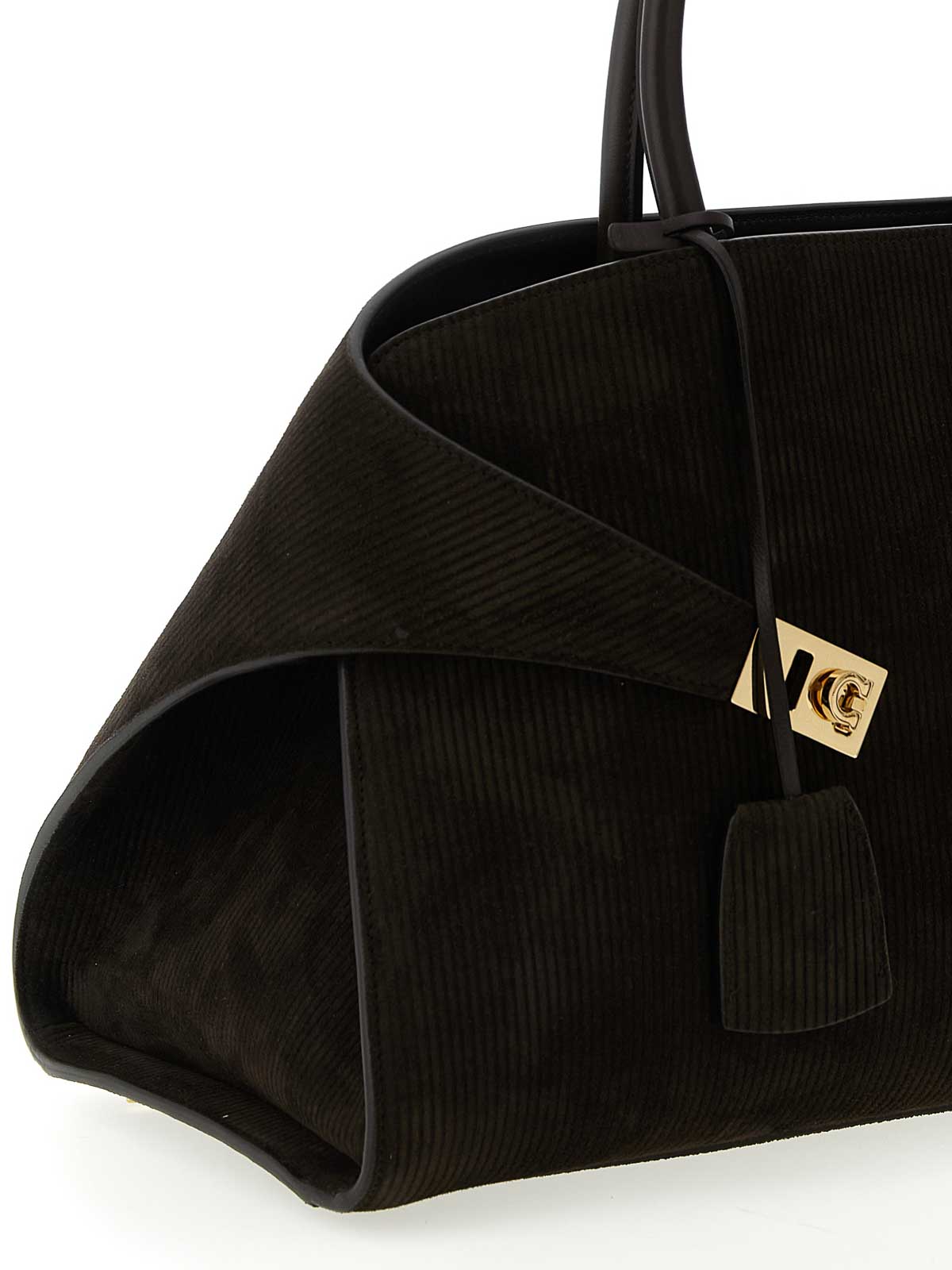 Ferragamo Hug Handbag (l) In Black