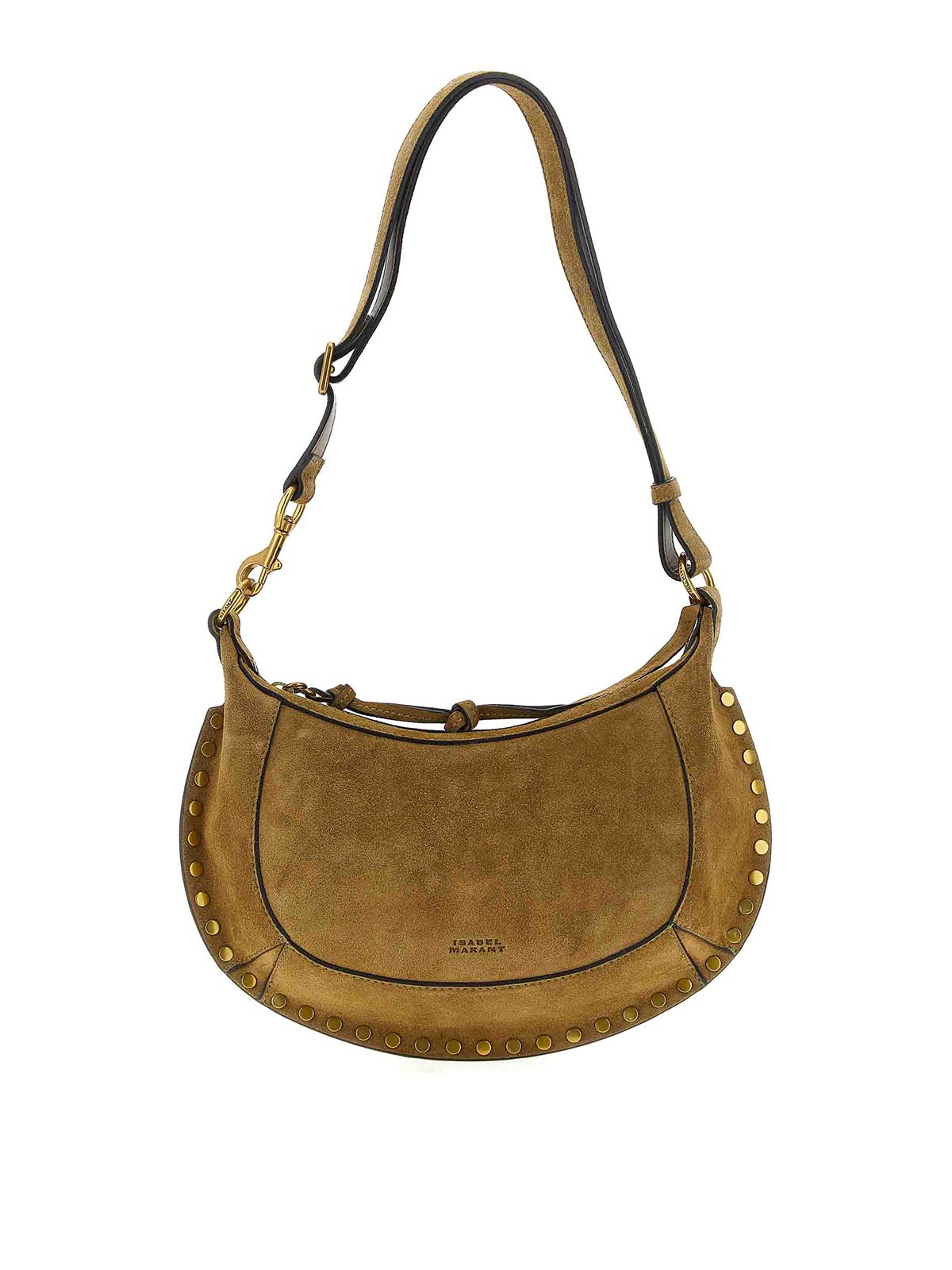 Isabel Marant Moon Shoulder Bag With Suede Finish And Studs In Brown
