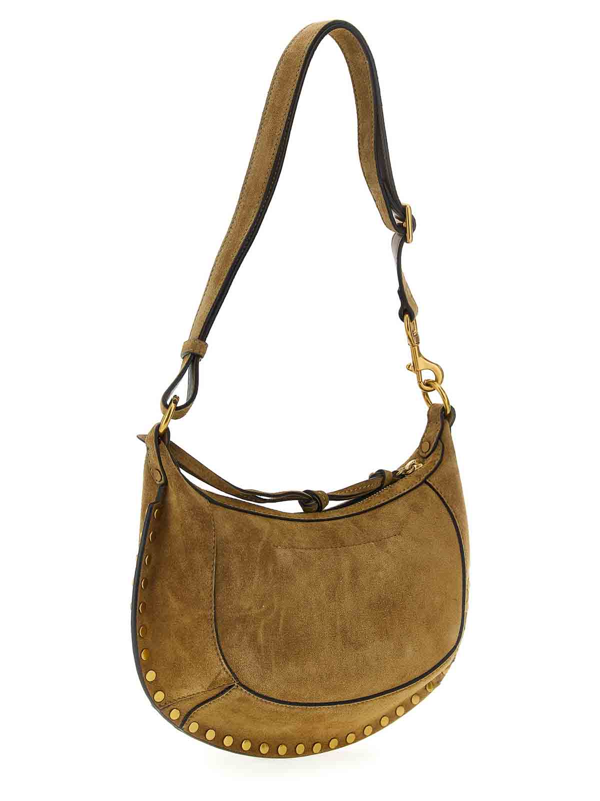 Isabel Marant Moon Shoulder Bag With Suede Finish And Studs In Brown
