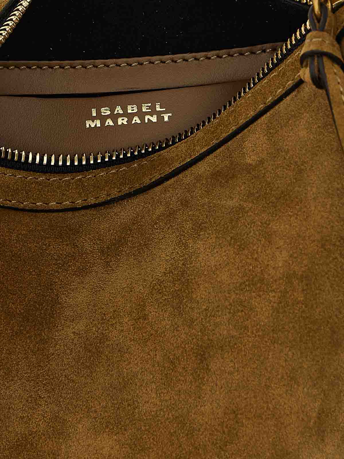 Isabel Marant Moon Shoulder Bag With Suede Finish And Studs In Brown