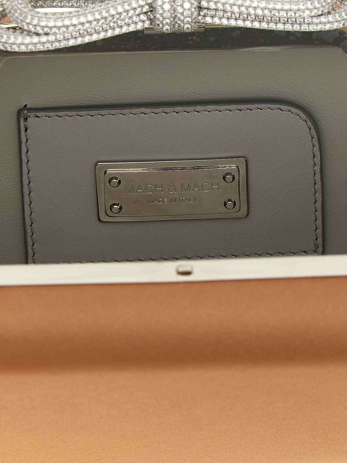 Mach&mach Double Bow Satin Clutch In Sand