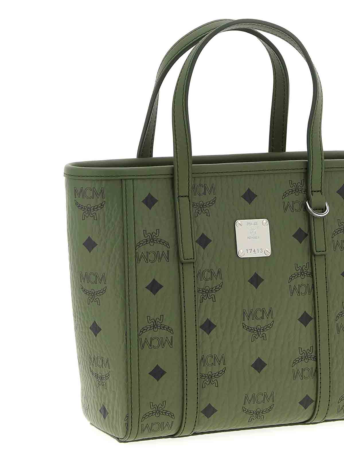Mcm Toni Mini Shopping Bag In Green