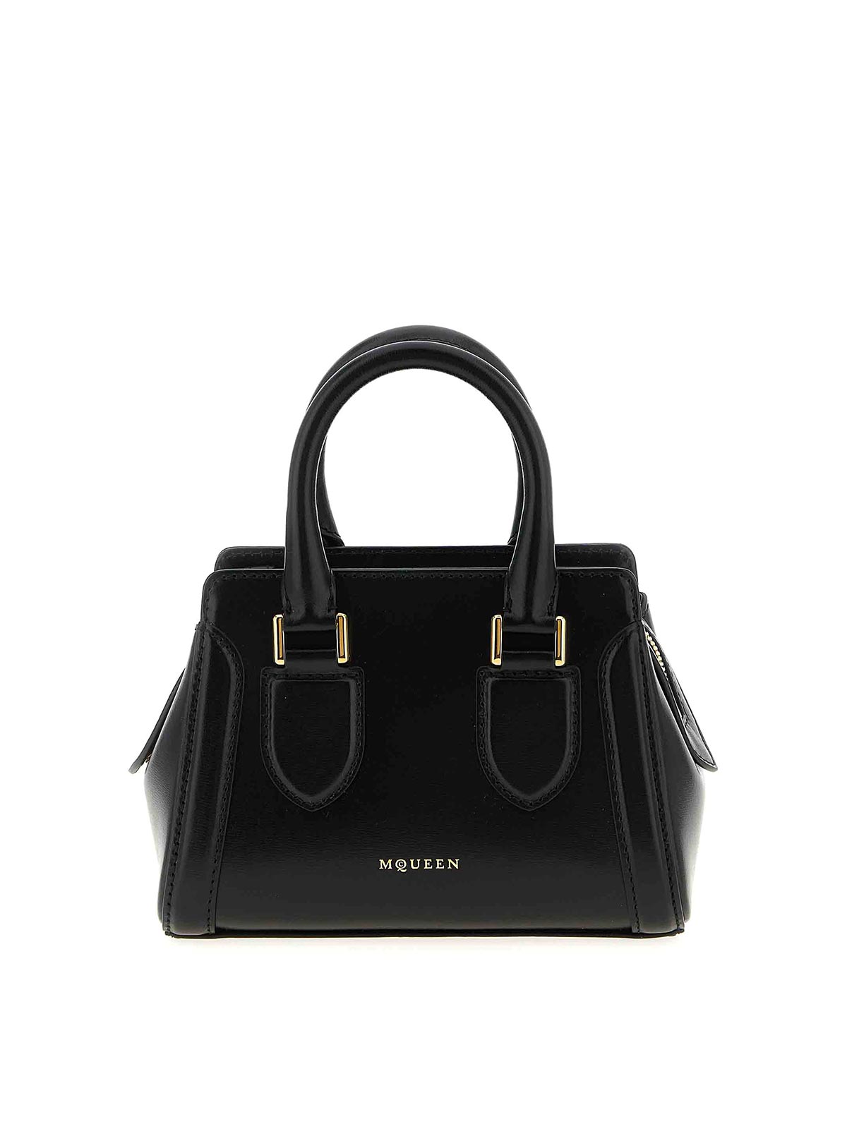 Alexander Mcqueen Birdee Mini Handbag Gold-tone Hardware In Black