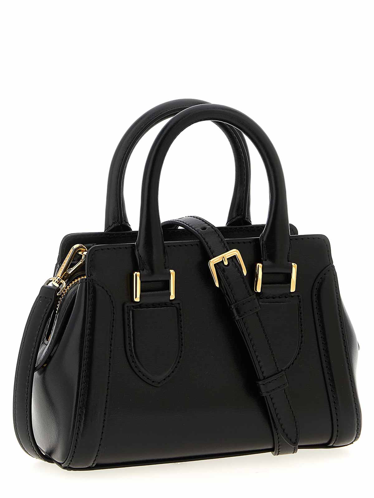 Alexander Mcqueen Birdee Mini Handbag Gold-tone Hardware In Black