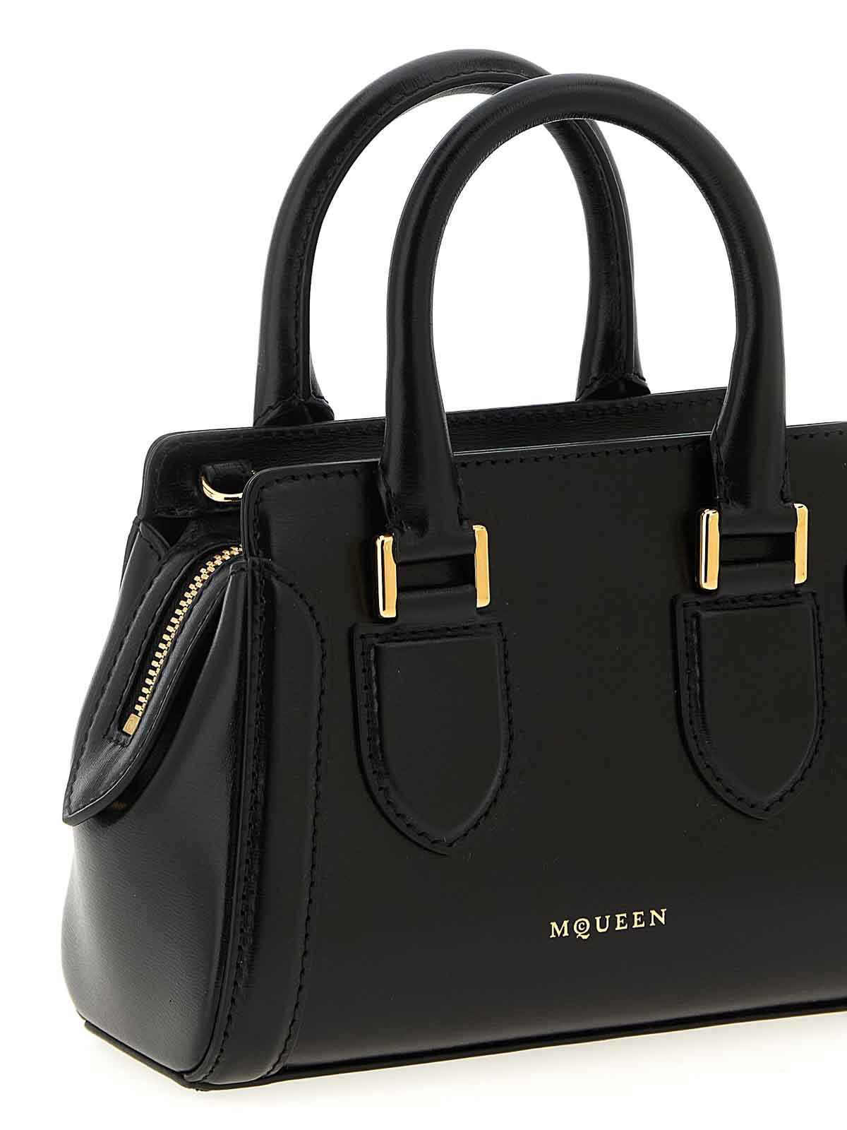 Alexander Mcqueen Birdee Mini Handbag Gold-tone Hardware In Black