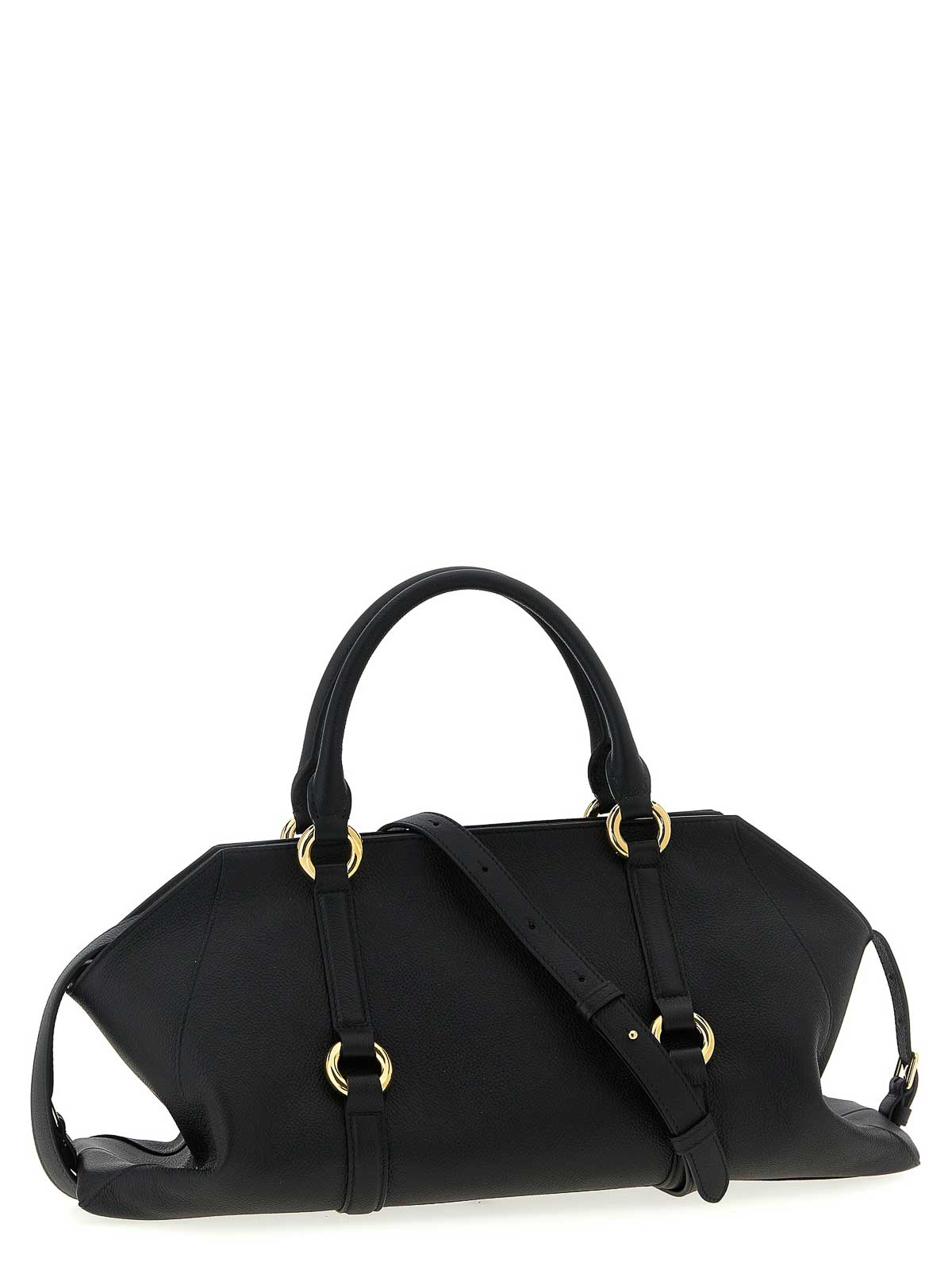 Alexander Mcqueen Farringdon Medium Elongated Calf Leather Shoulder Bag In Black