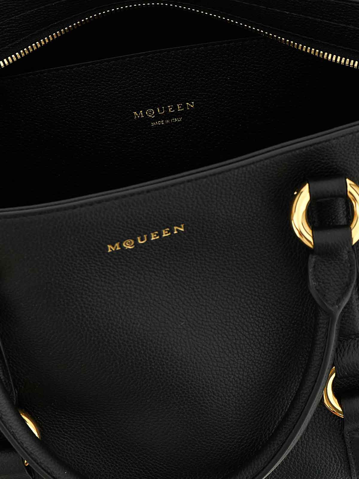 Alexander Mcqueen Farringdon Medium Elongated Calf Leather Shoulder Bag In Black
