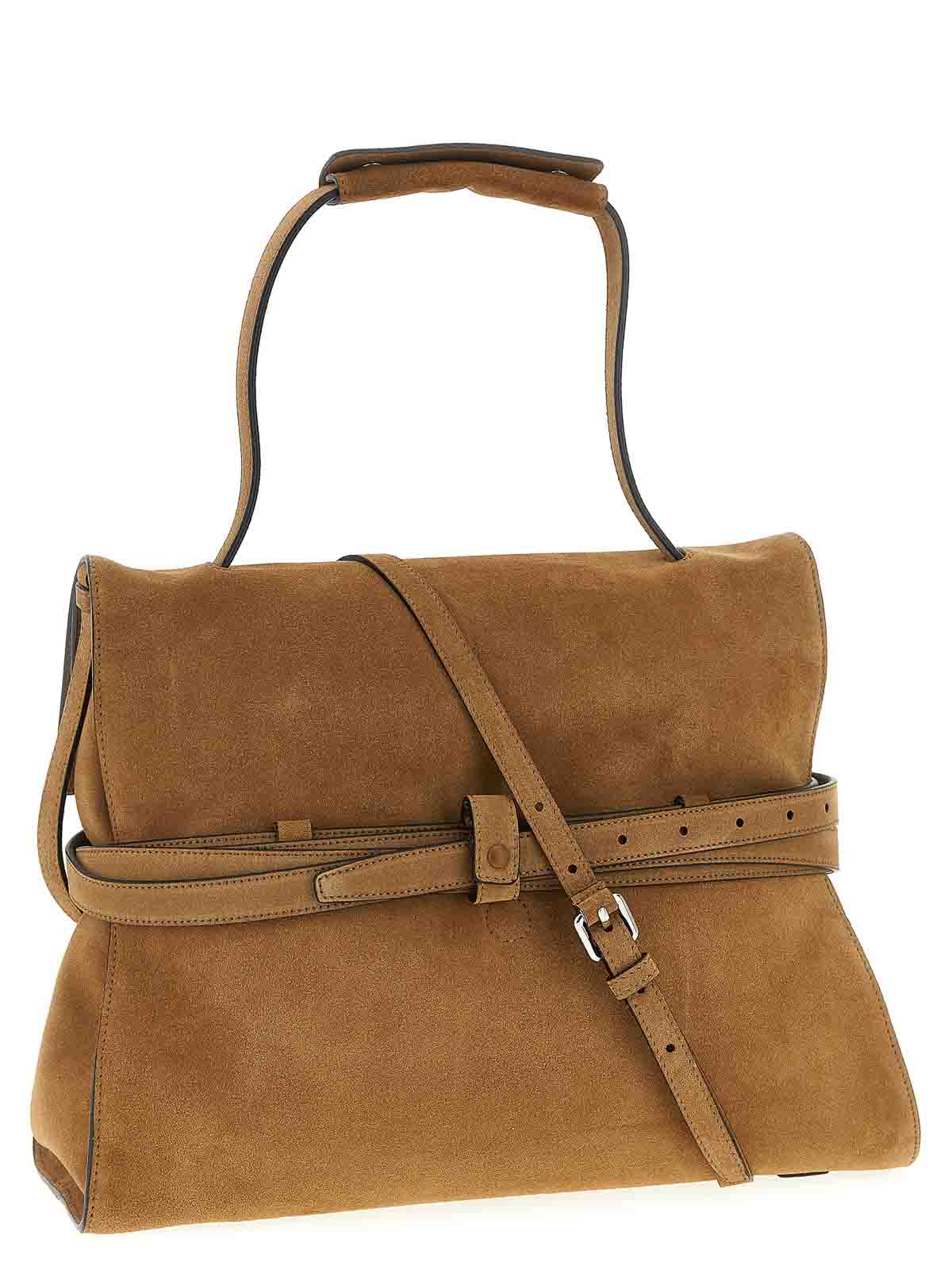 Moschino Tie Me Shoulder Bag In Brown