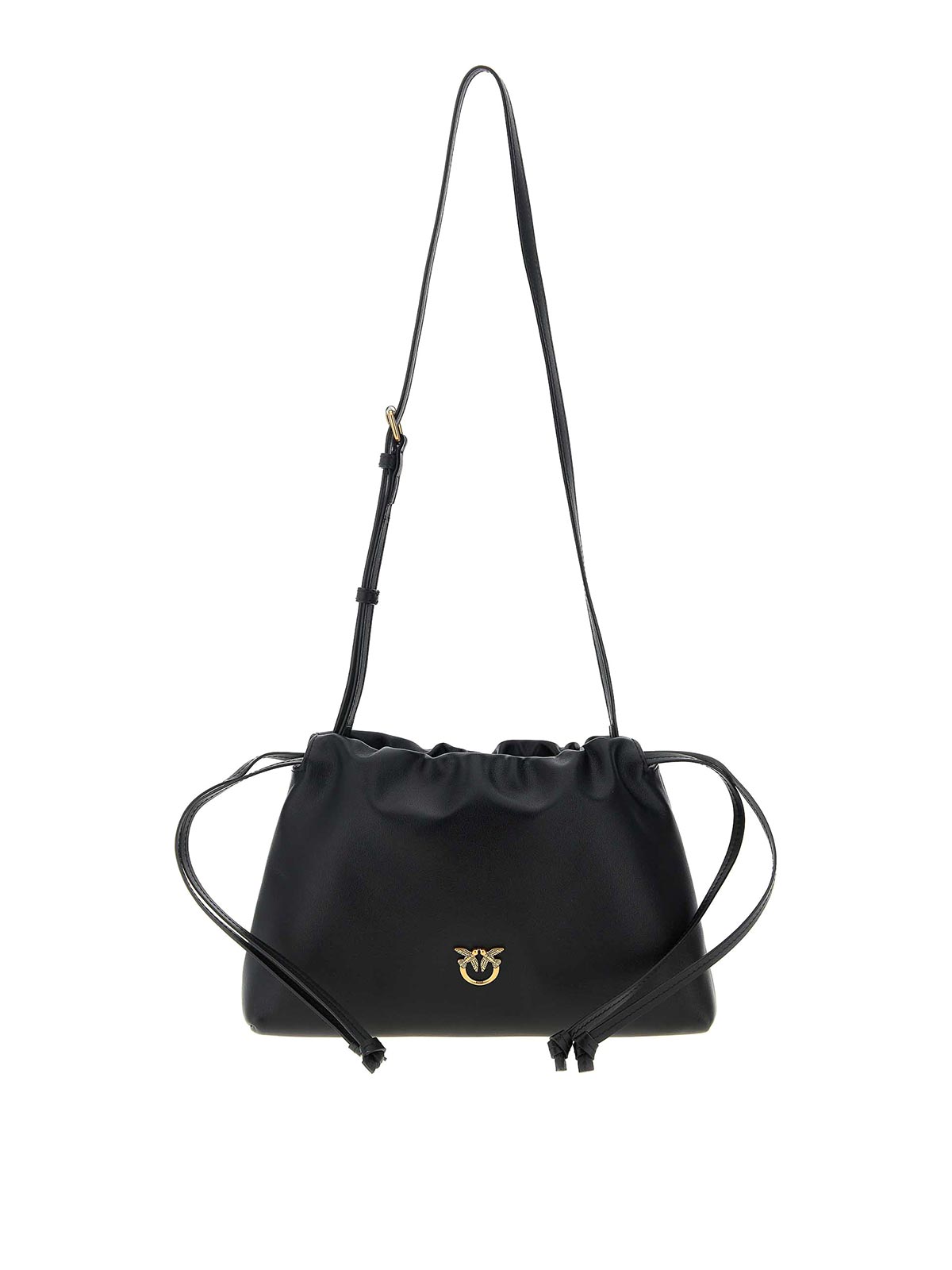 Pinko Lovebirds Drawstring Clutch In Black