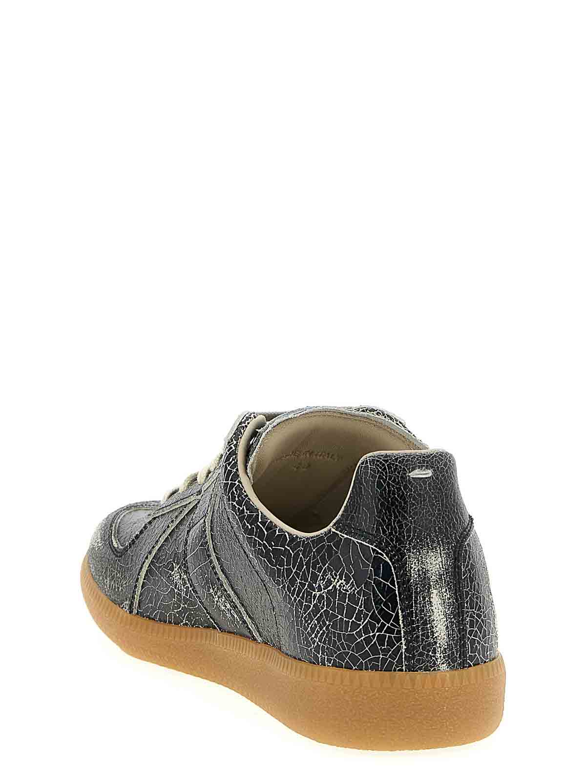 Maison Margiela Replica Sneakers Made Of Shiny Coated Leather In Black