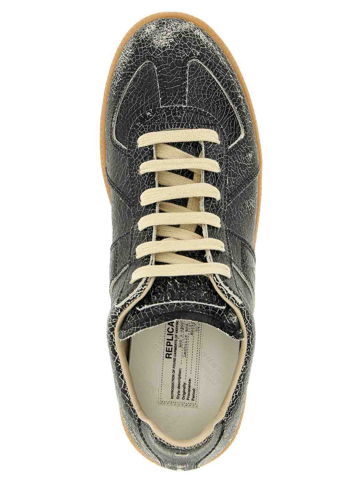 Maison Margiela Replica Sneakers Made Of Shiny Coated Leather In Black