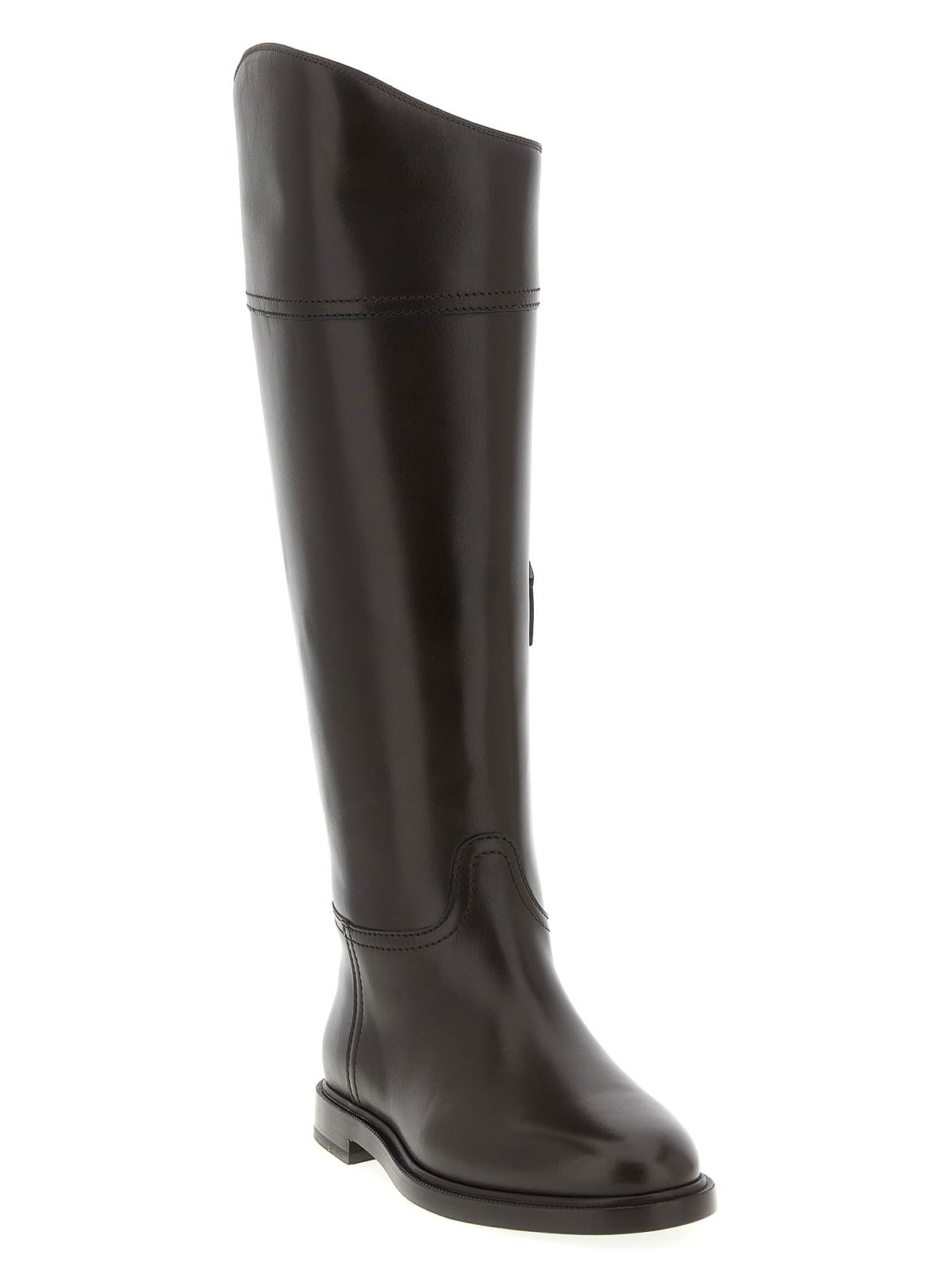 Brunello Cucinelli Leather Boots Monile In Brown