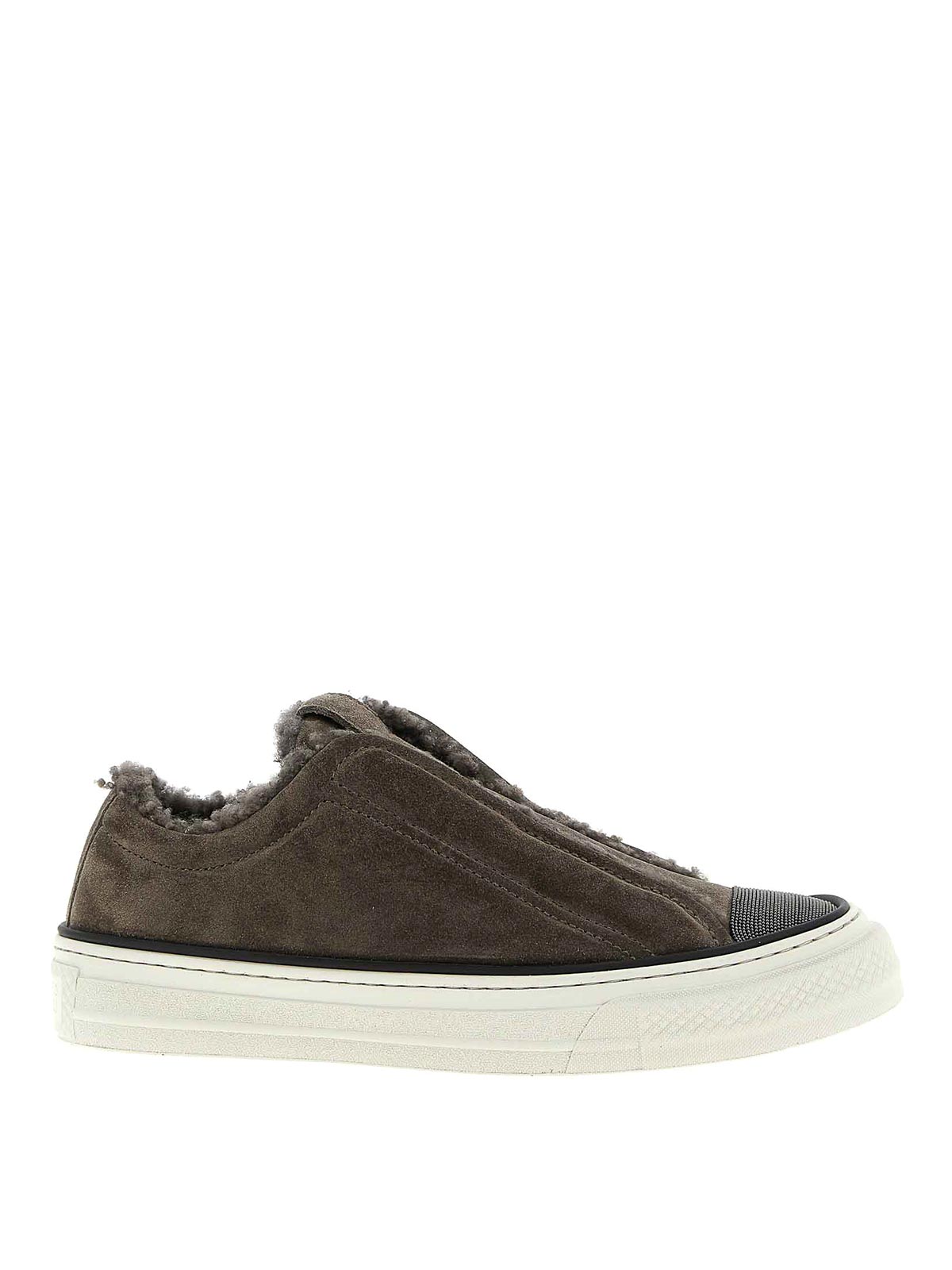 Brunello Cucinelli Round-toe Low-top Casual Shoes In Gray