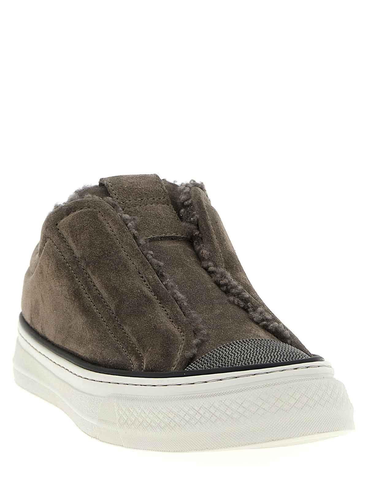 Brunello Cucinelli Round-toe Low-top Casual Shoes In Gray