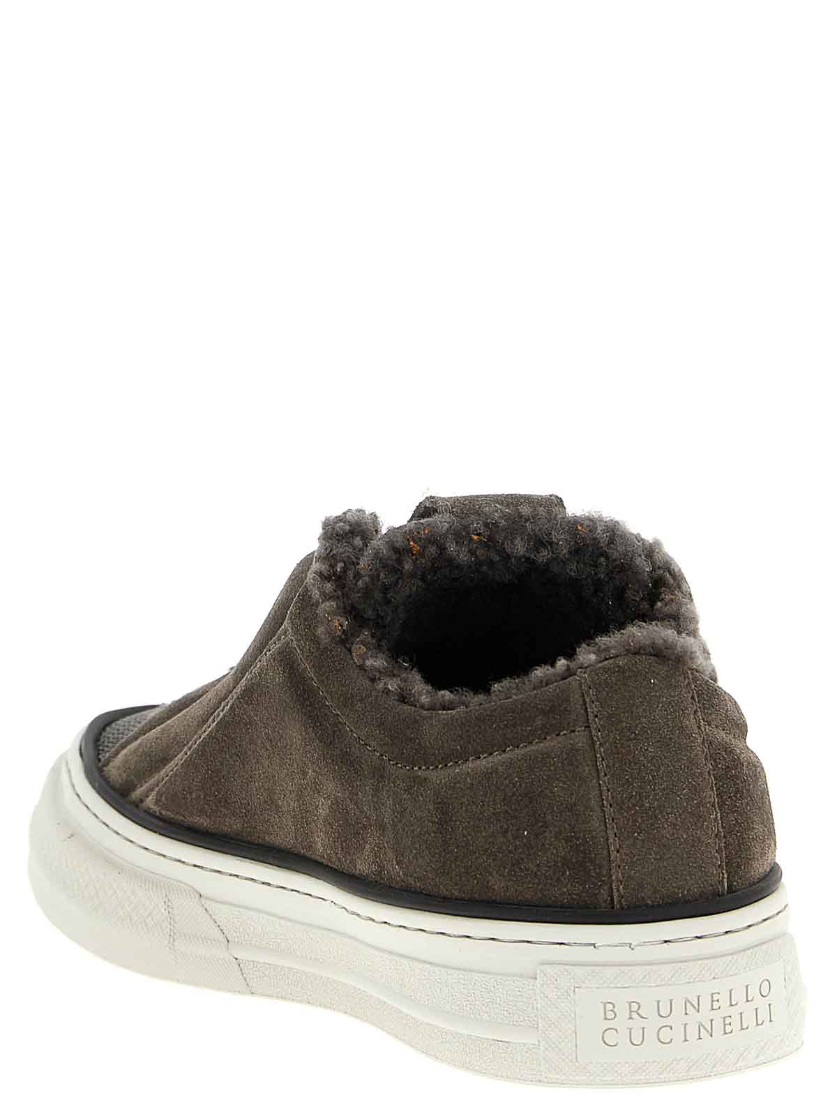 Brunello Cucinelli Round-toe Low-top Casual Shoes In Gray