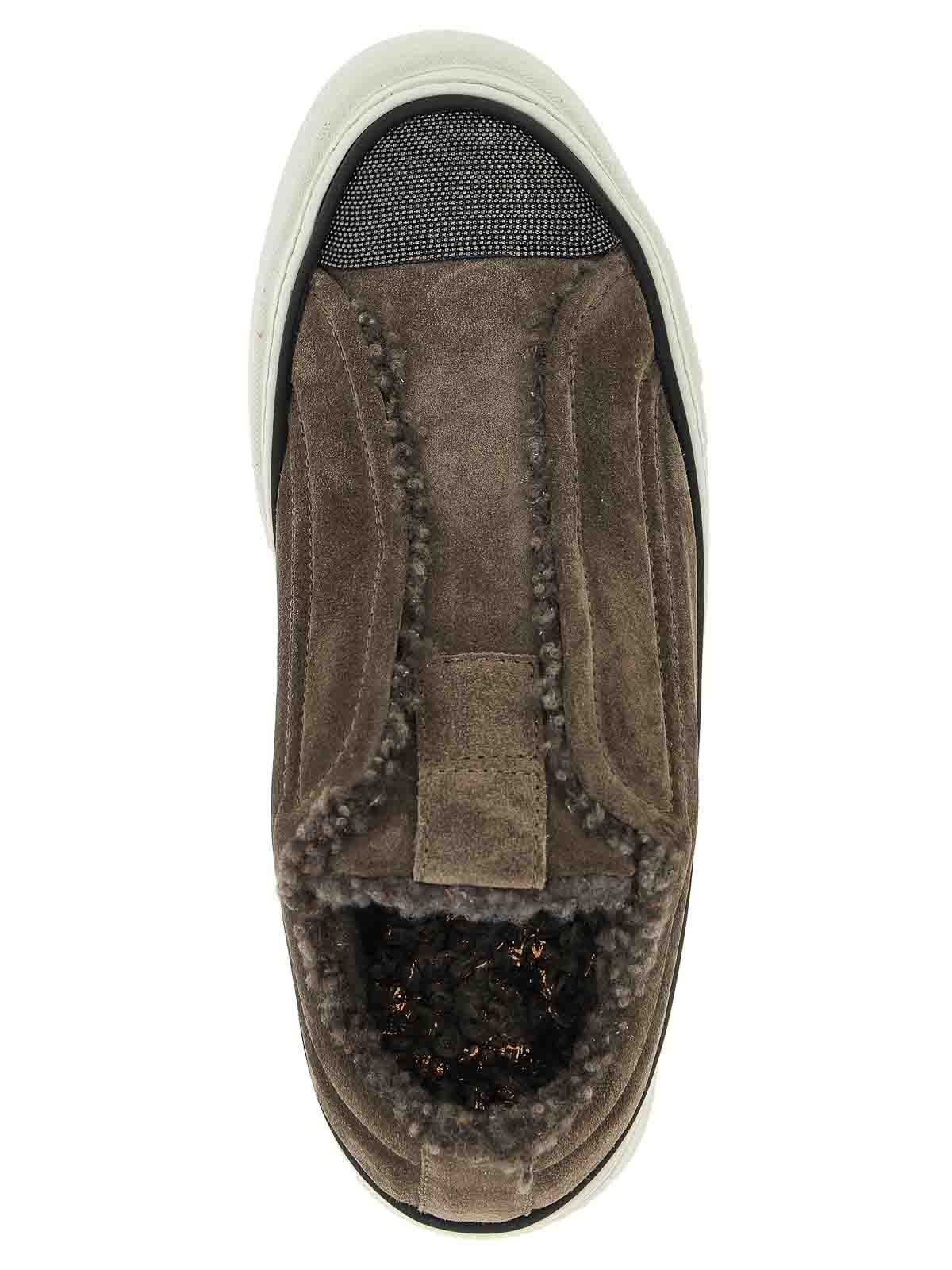 Brunello Cucinelli Round-toe Low-top Casual Shoes In Gray